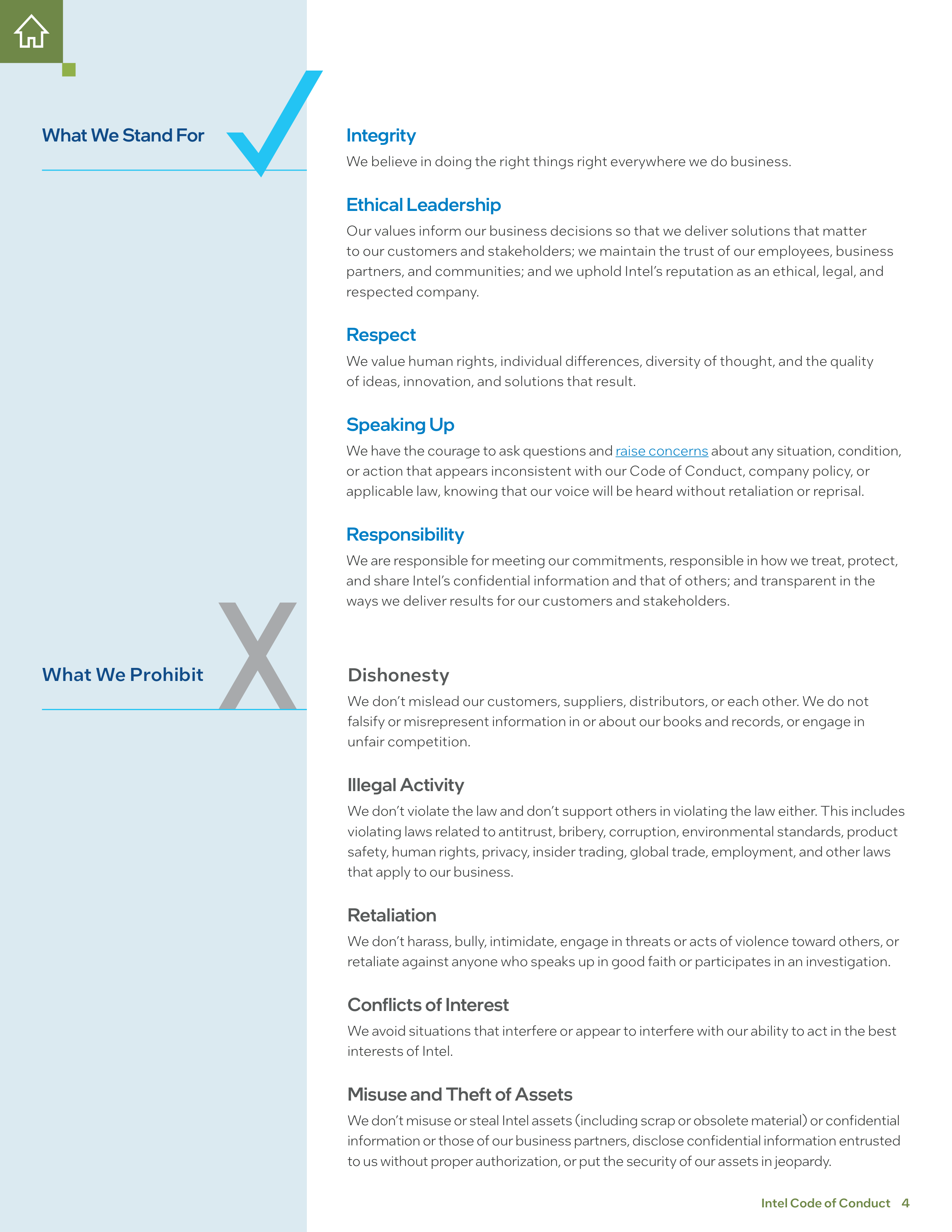Intel Corporation Code of Conduct Handbook — page 4