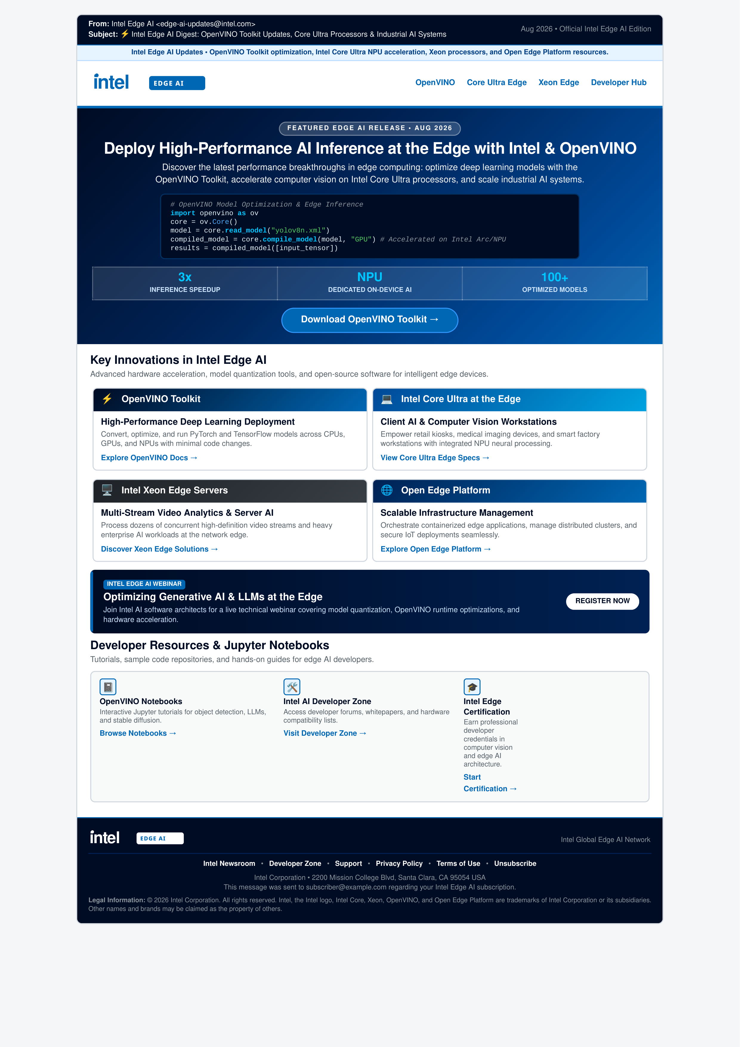 Intel Edge AI Email Newsletter — page 1