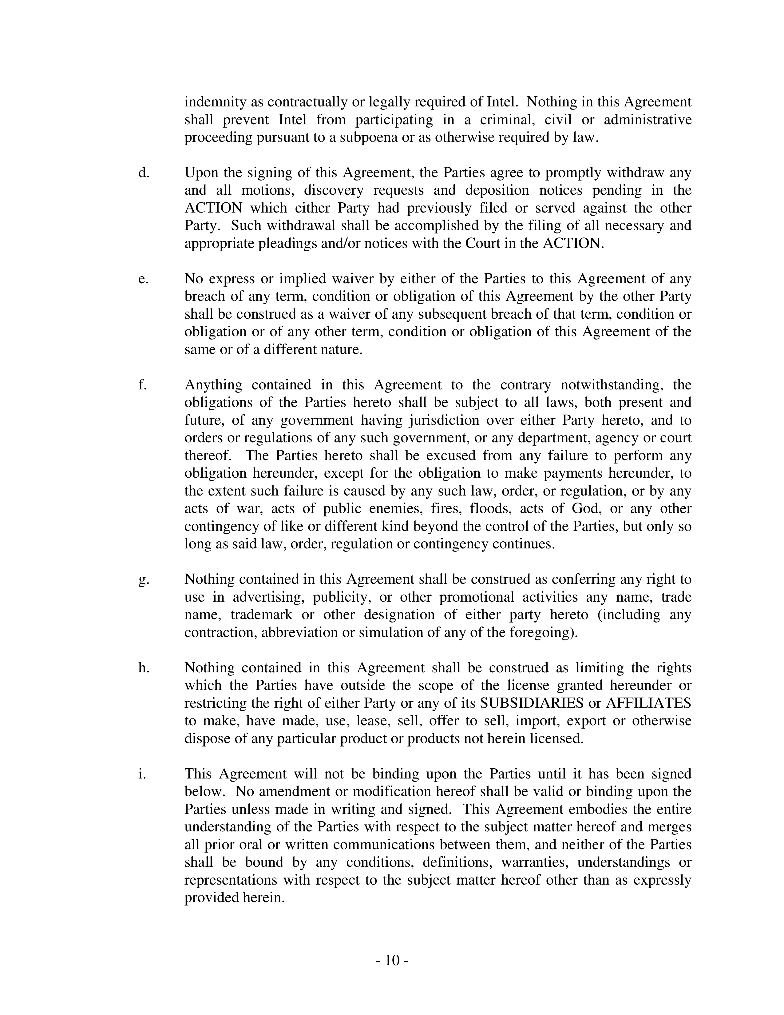 Intel Settlement Agreement — page 10