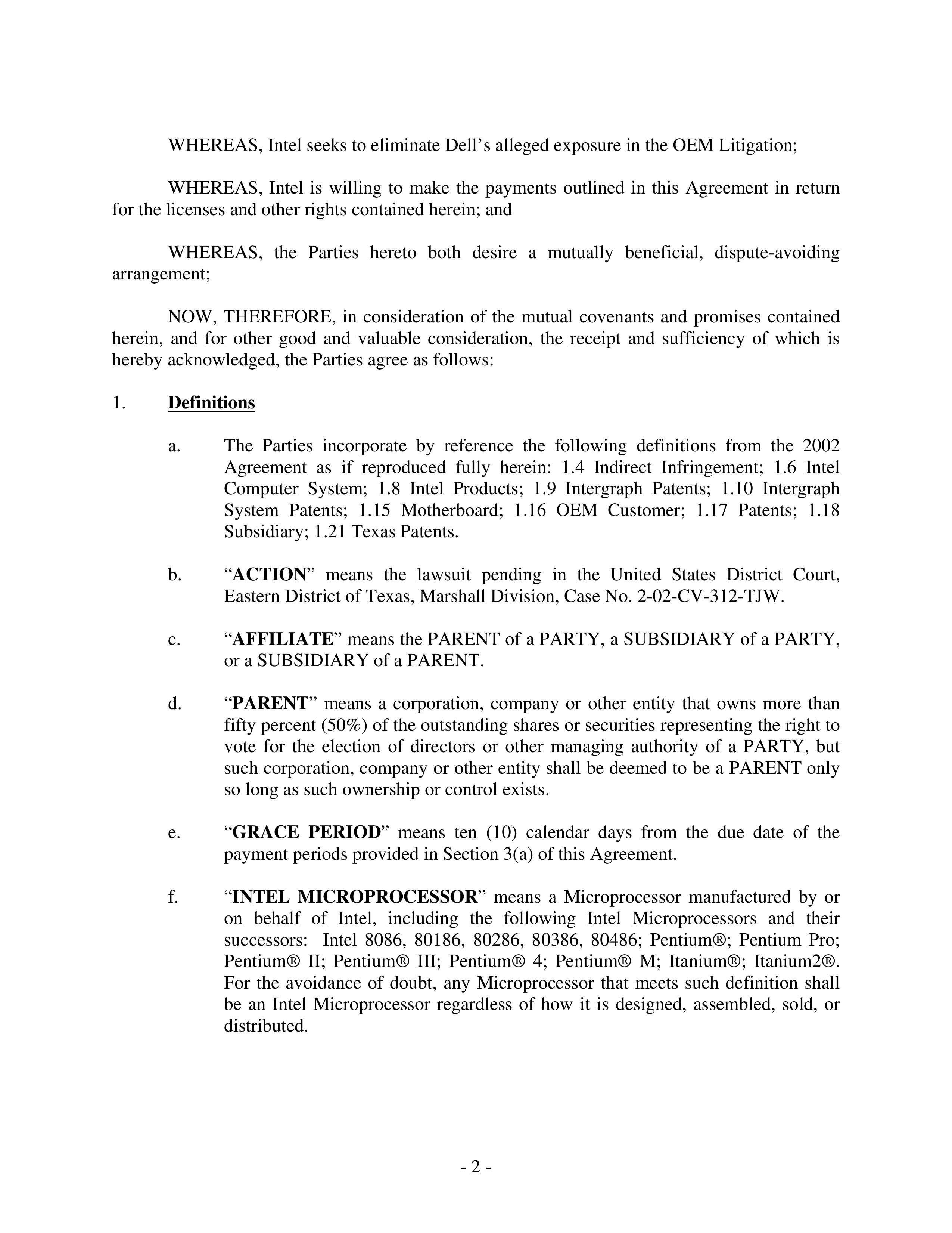 Intel Settlement Agreement — page 2