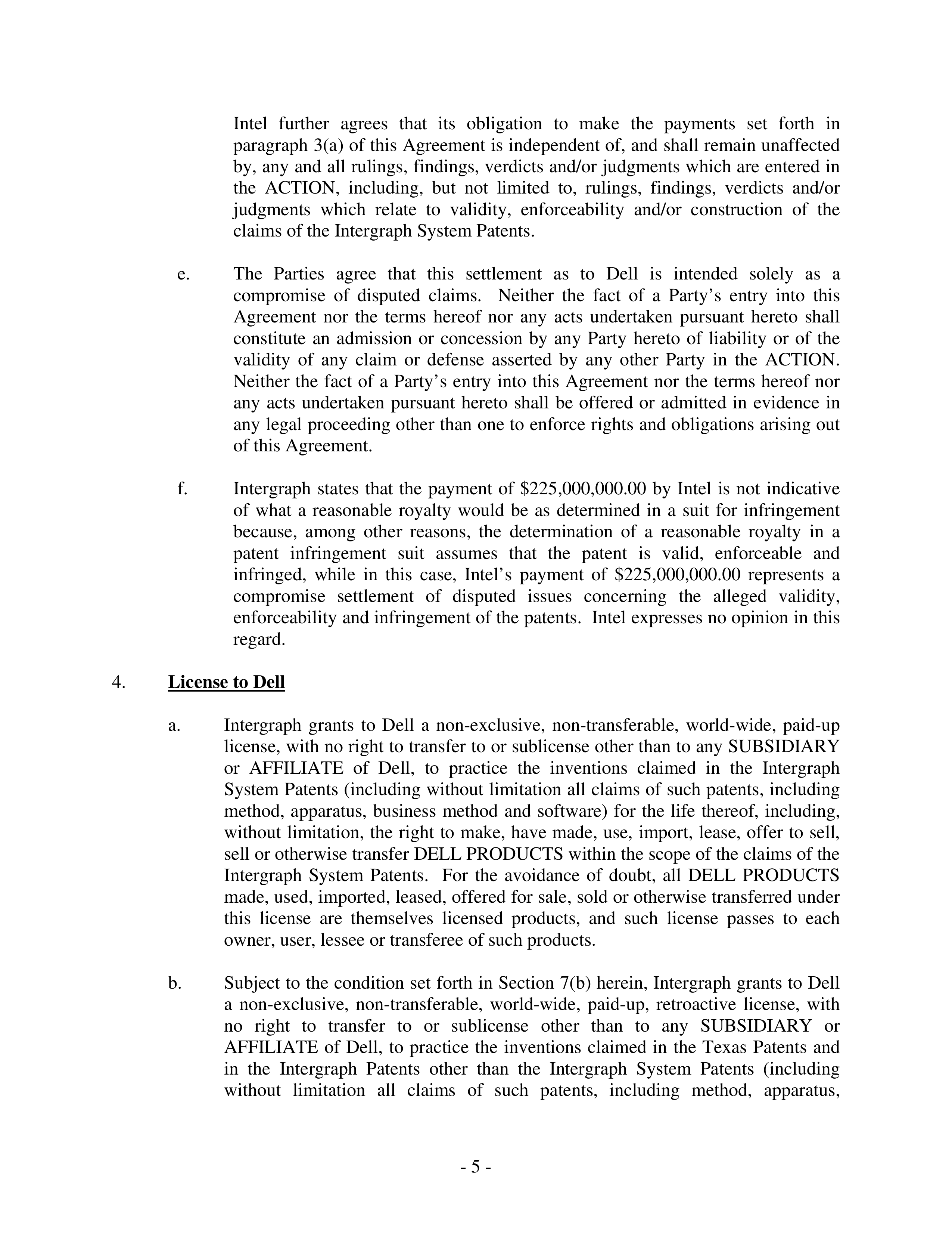 Intel Settlement Agreement — page 5