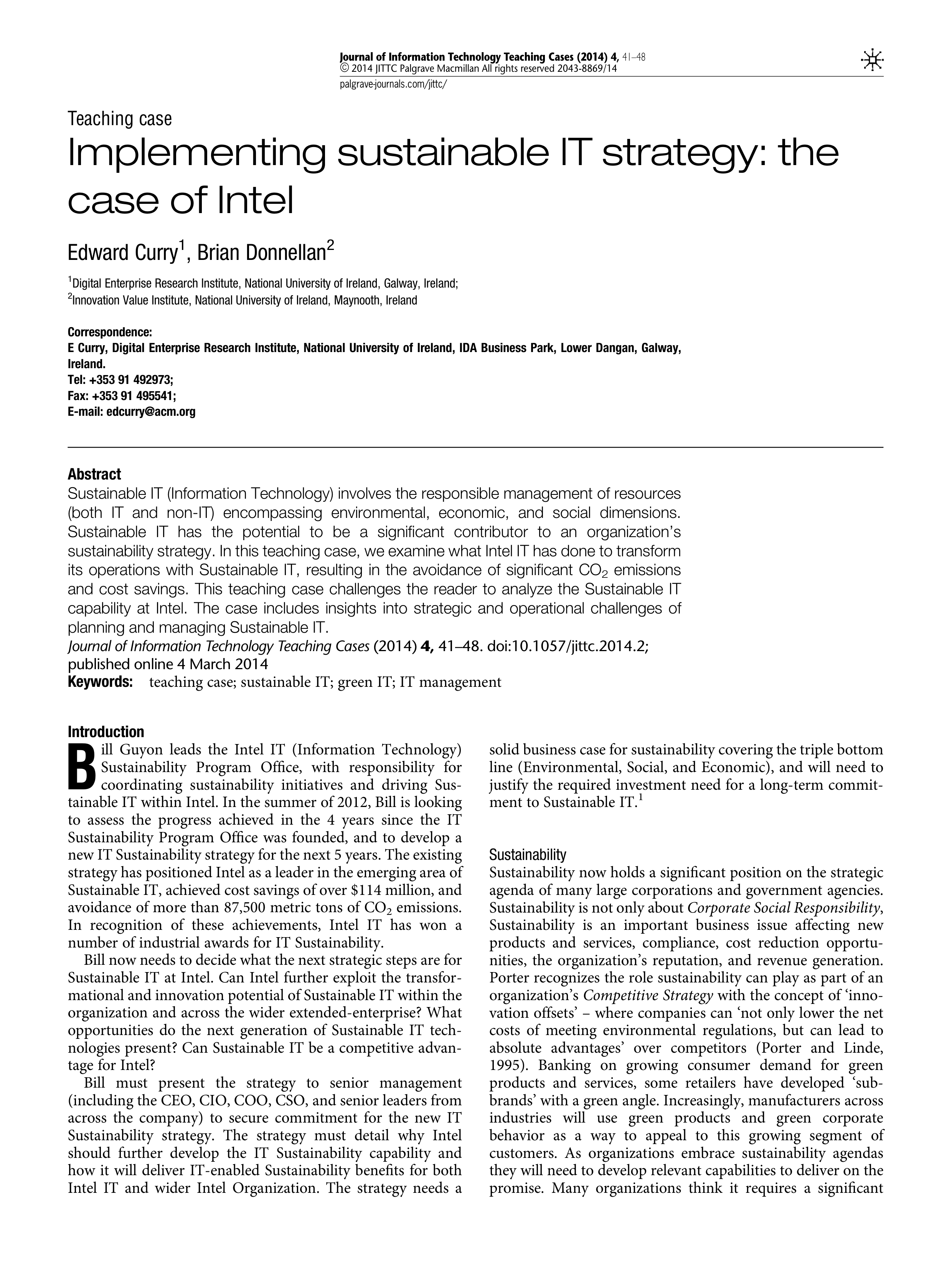 Intel Sustainability Report — page 1