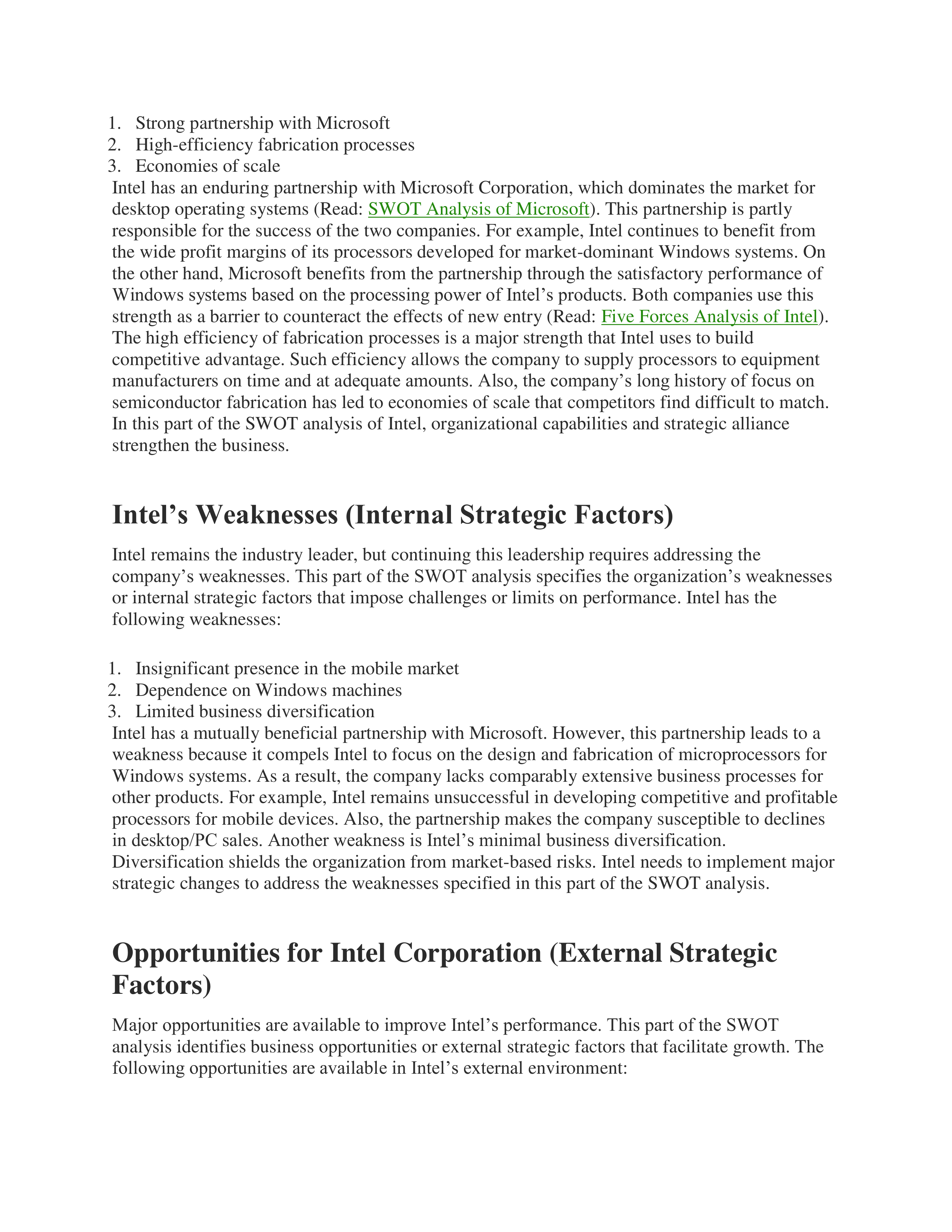 Intel Swot Analysis  — page 2