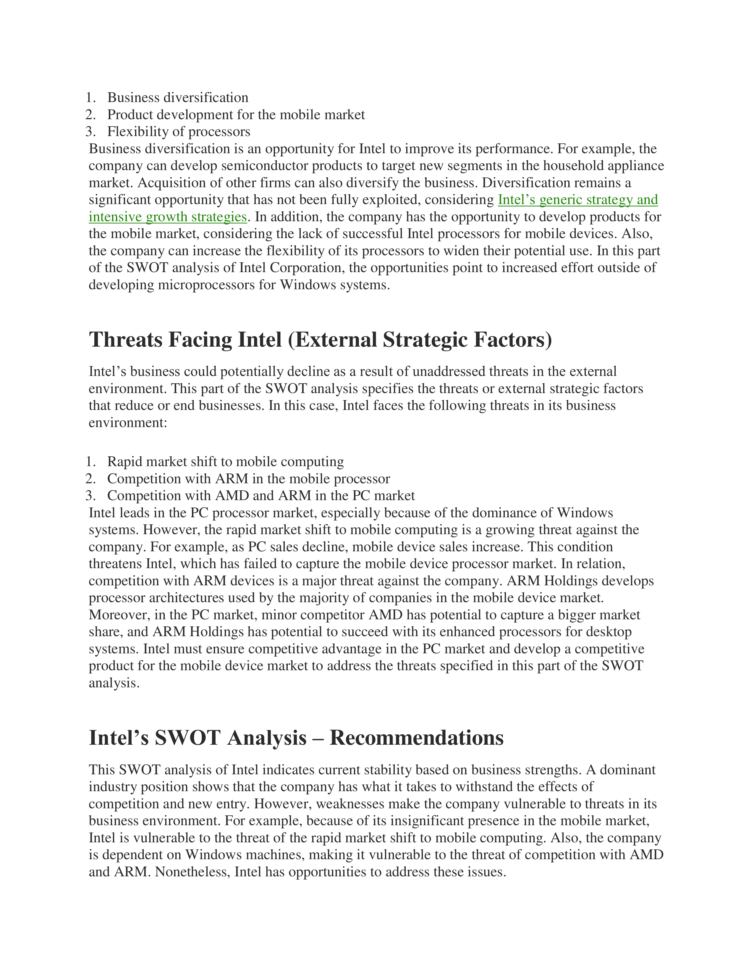 Intel Swot Analysis  — page 3