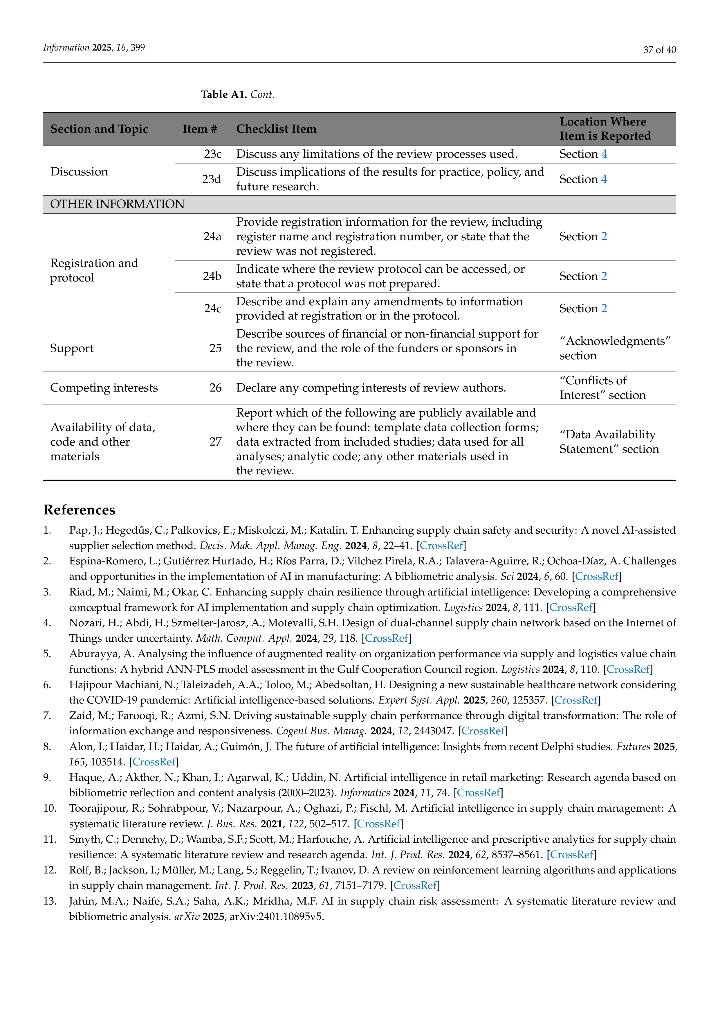 Artificial Intelligence Applications in Supply Chain Management — page 37