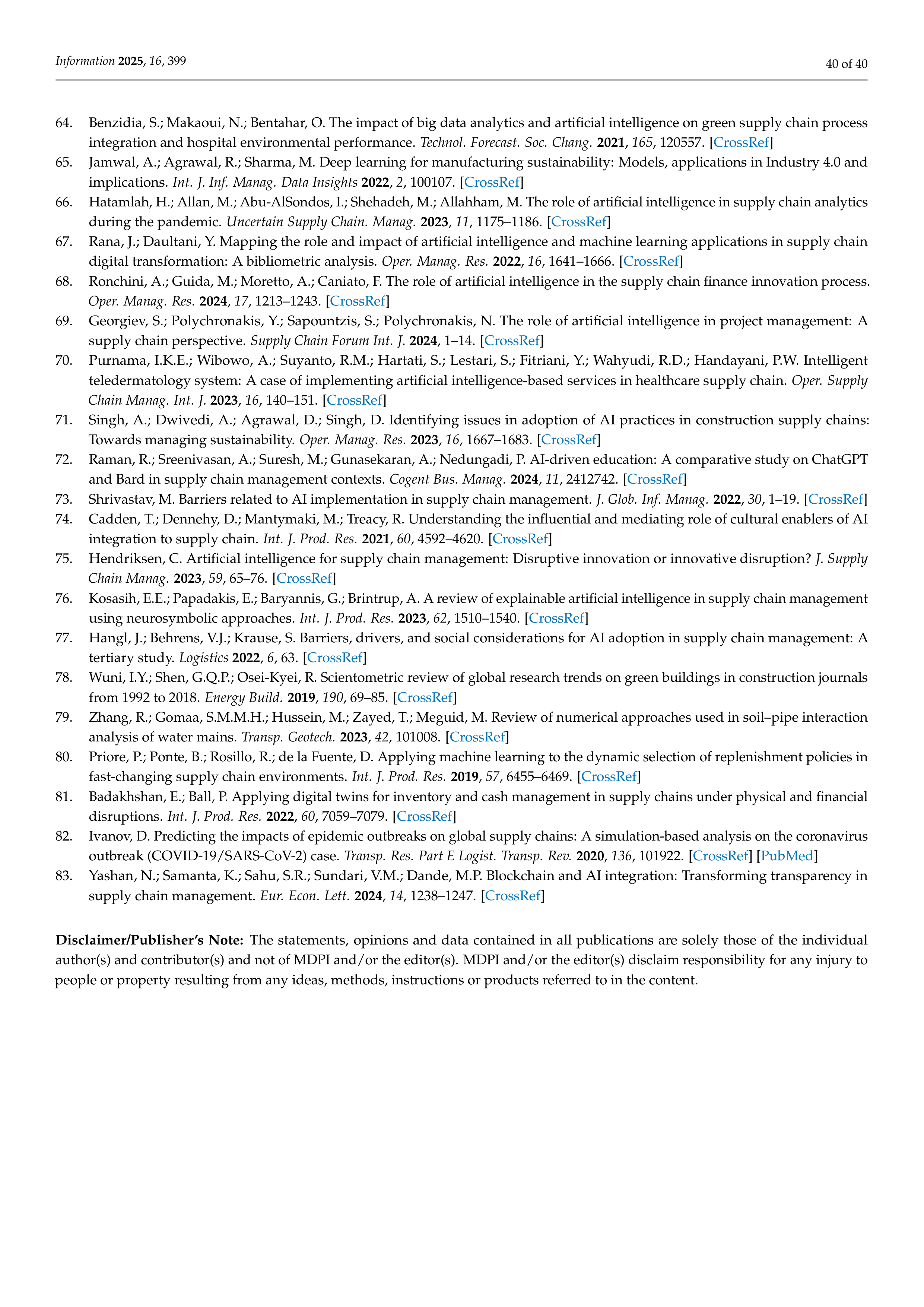 Artificial Intelligence Applications in Supply Chain Management — page 40