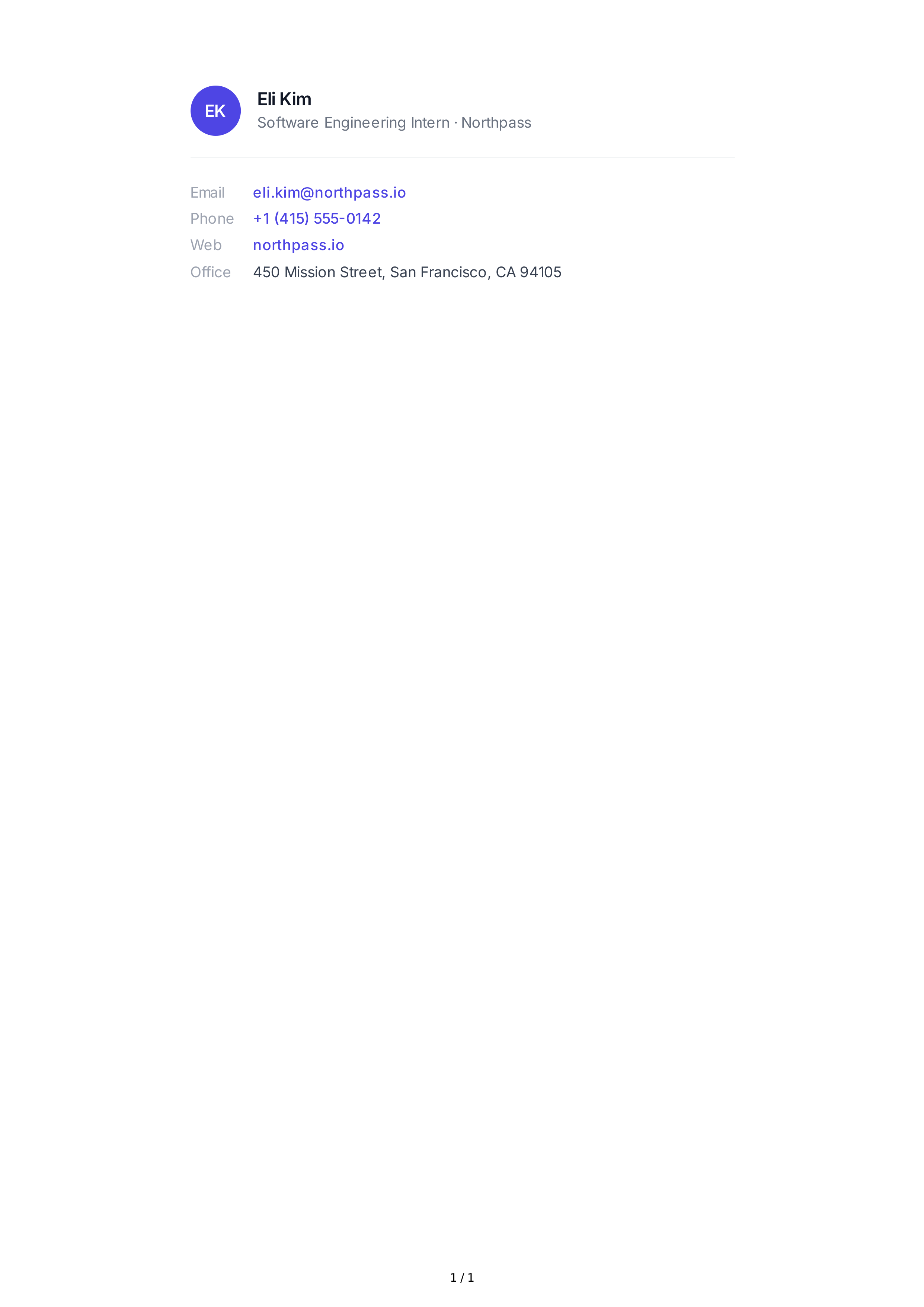 Intern Email Signature — page 1