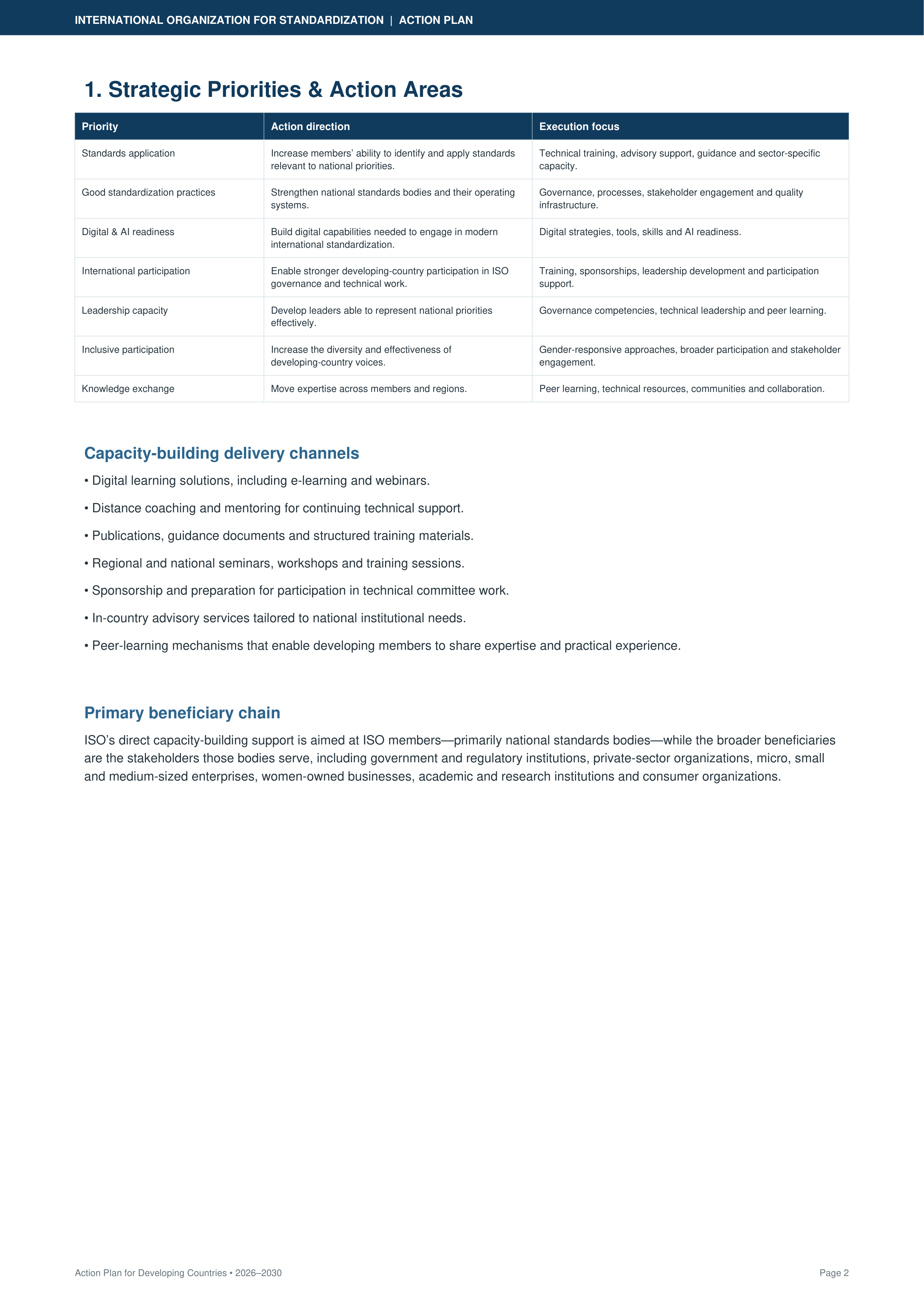International Organization for Standardization Action Plan for Developing Countries — page 2