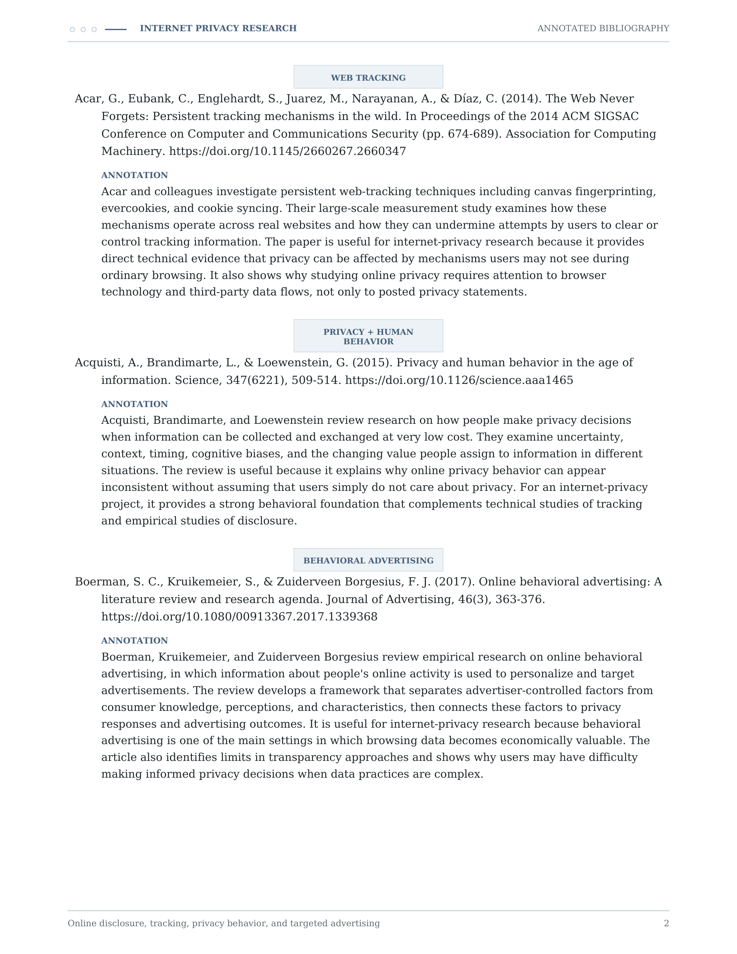 Internet Privacy Annotated Bibliography — page 2