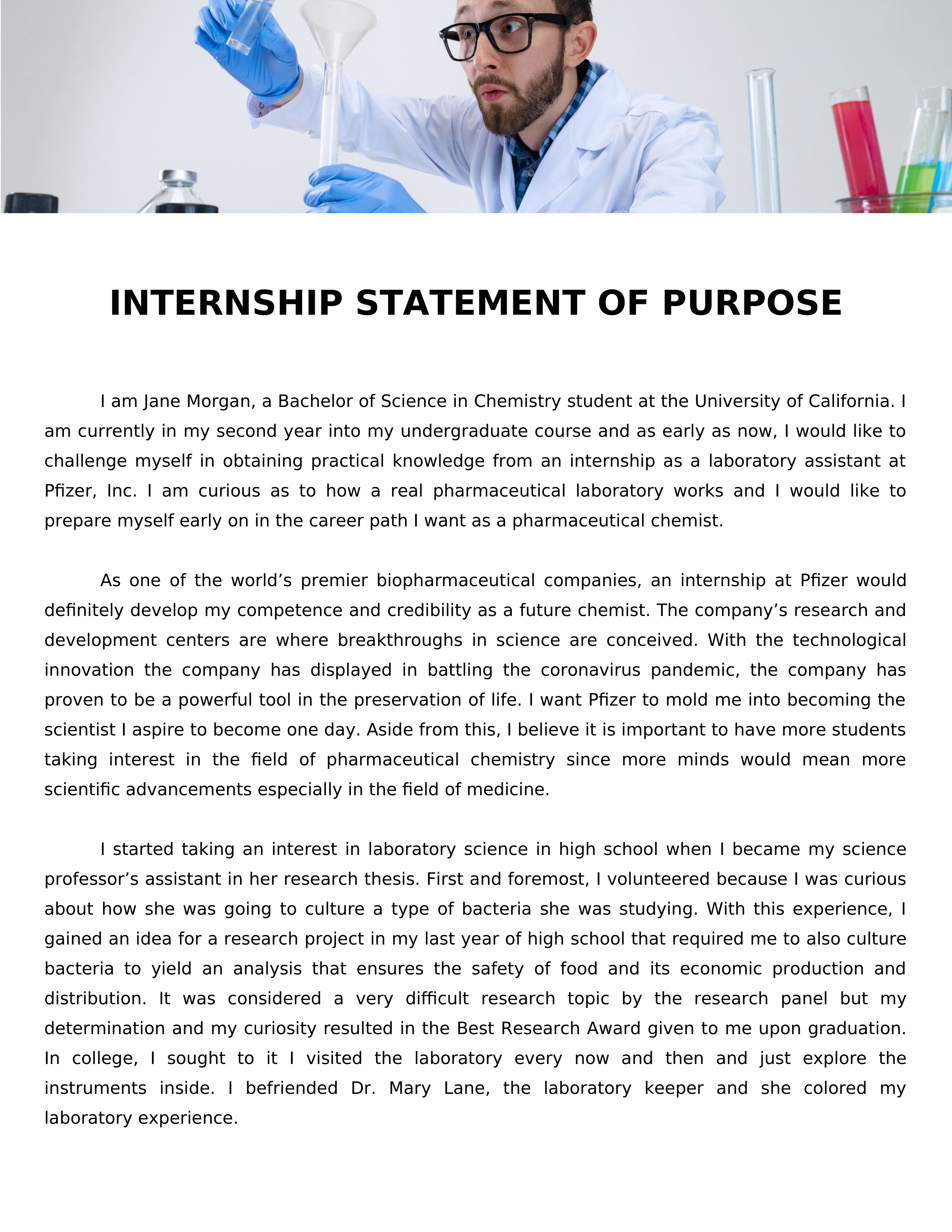 Internship Statement of Purpose — page 1