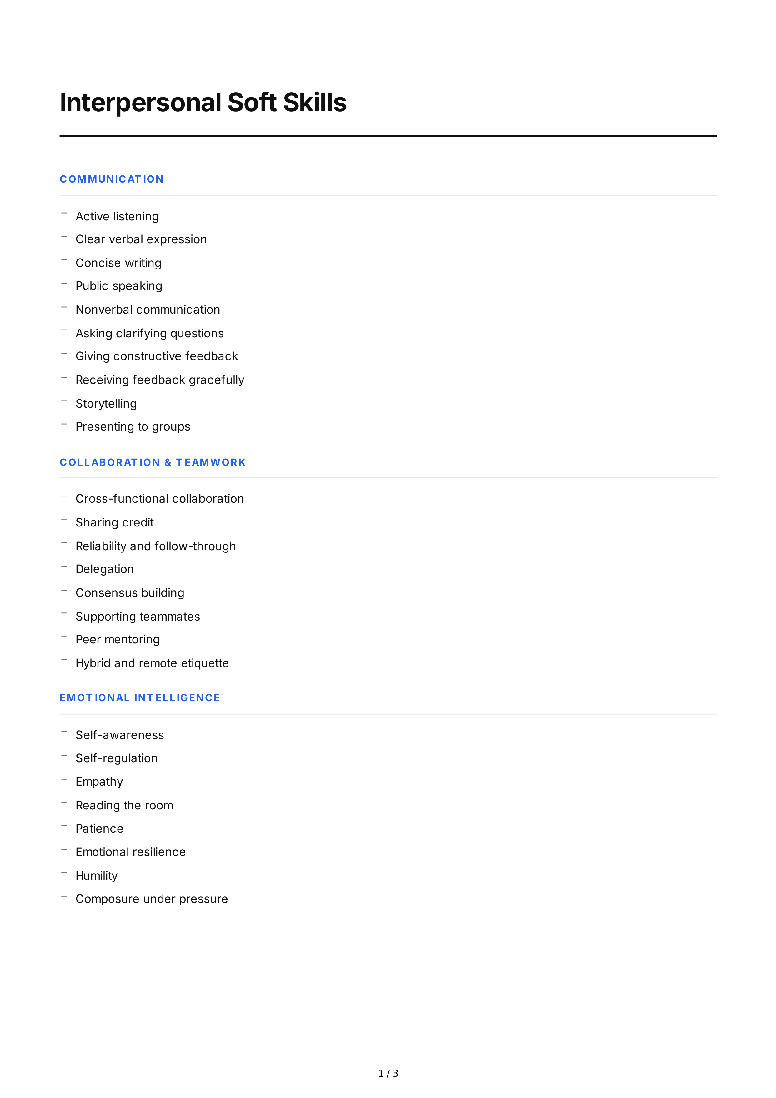 Interpersonal Soft Skills — page 1