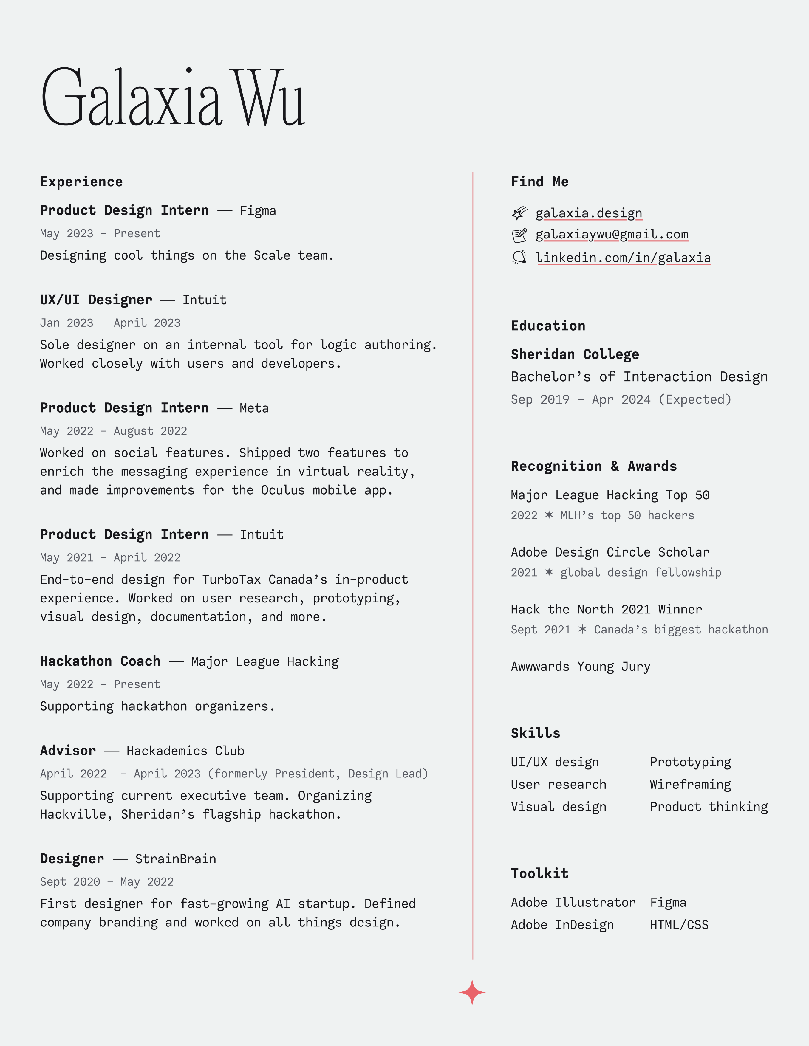 Intuit UX/UI Designer Resume — page 1