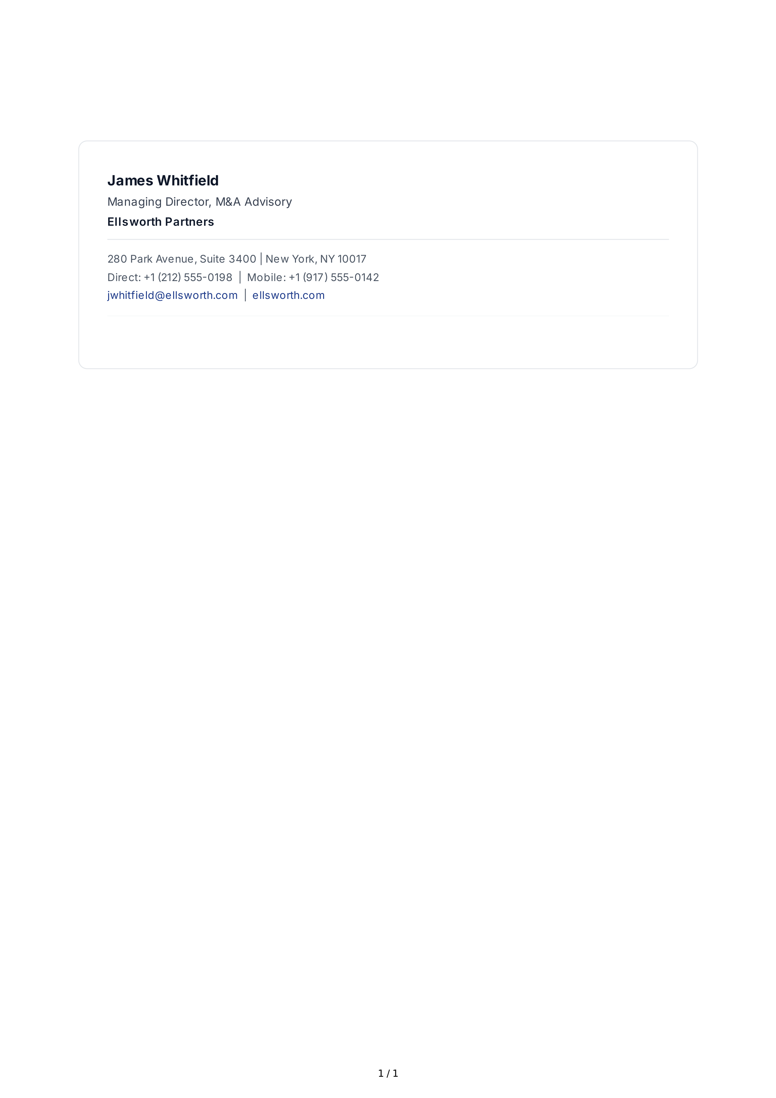 Investment Banker Email Signature — page 1