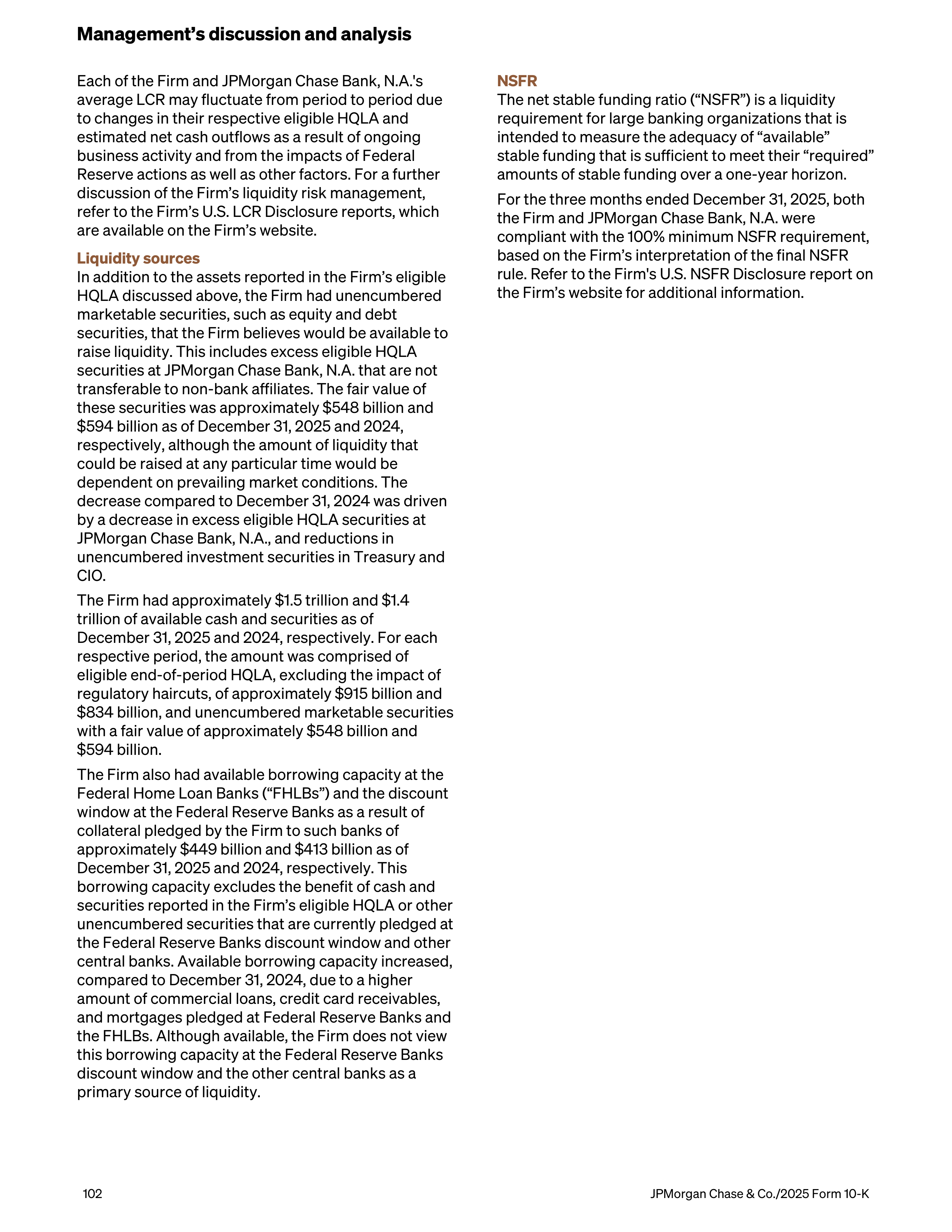 JPMorgan Chase Annual Report — page 134
