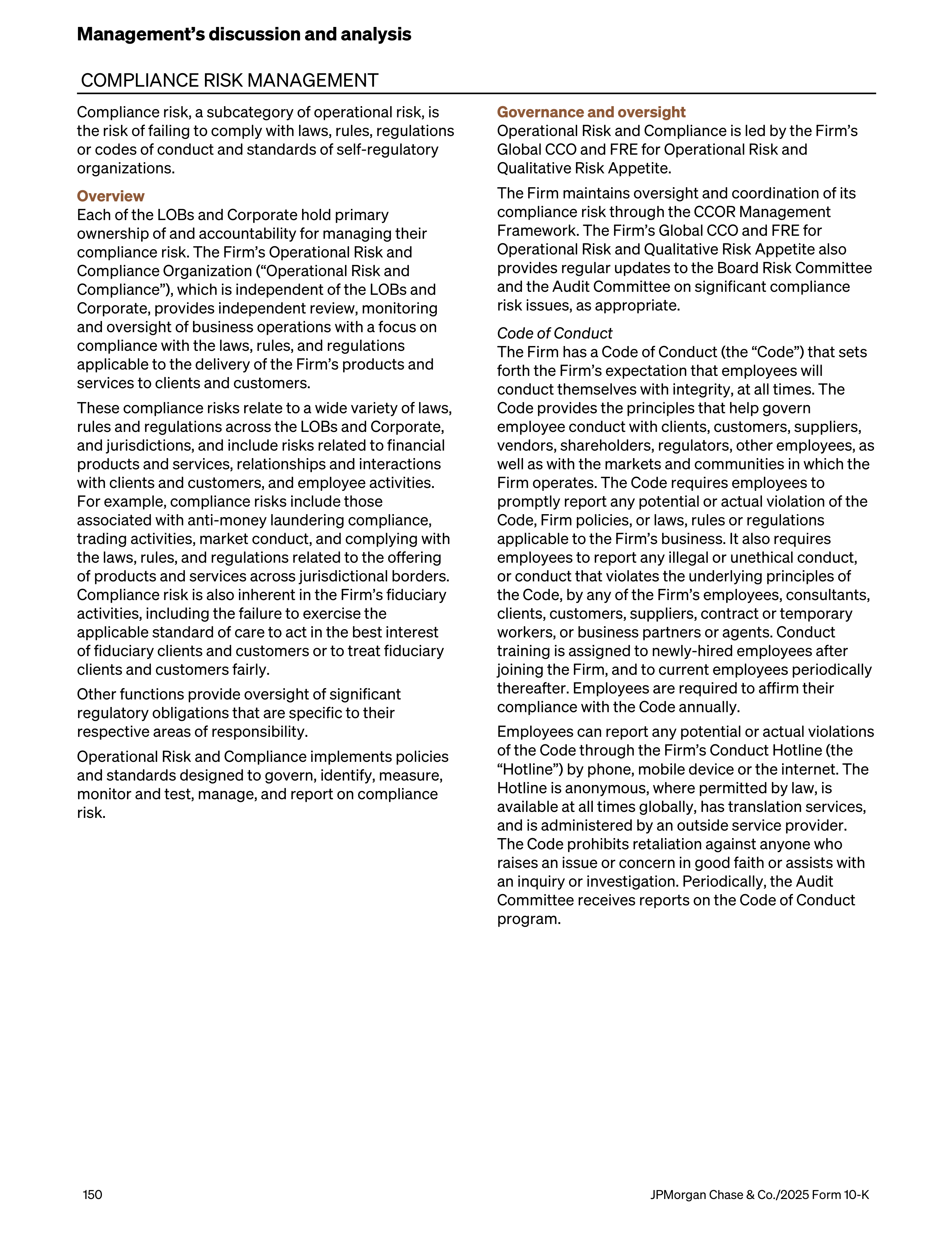 JPMorgan Chase Annual Report — page 182