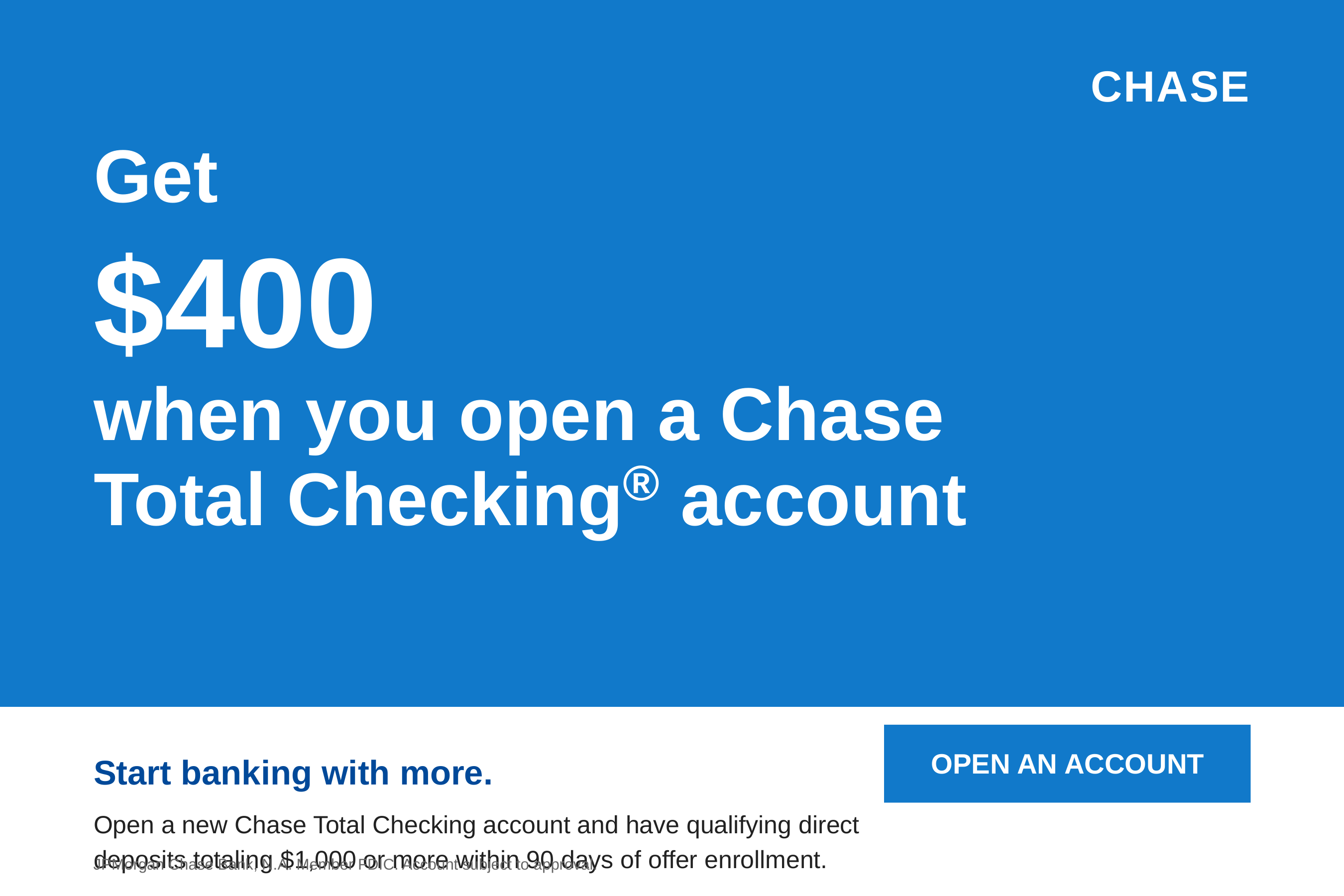 JPMorgan Chase's Checking Account Welcome Bonus Postcard — page 1