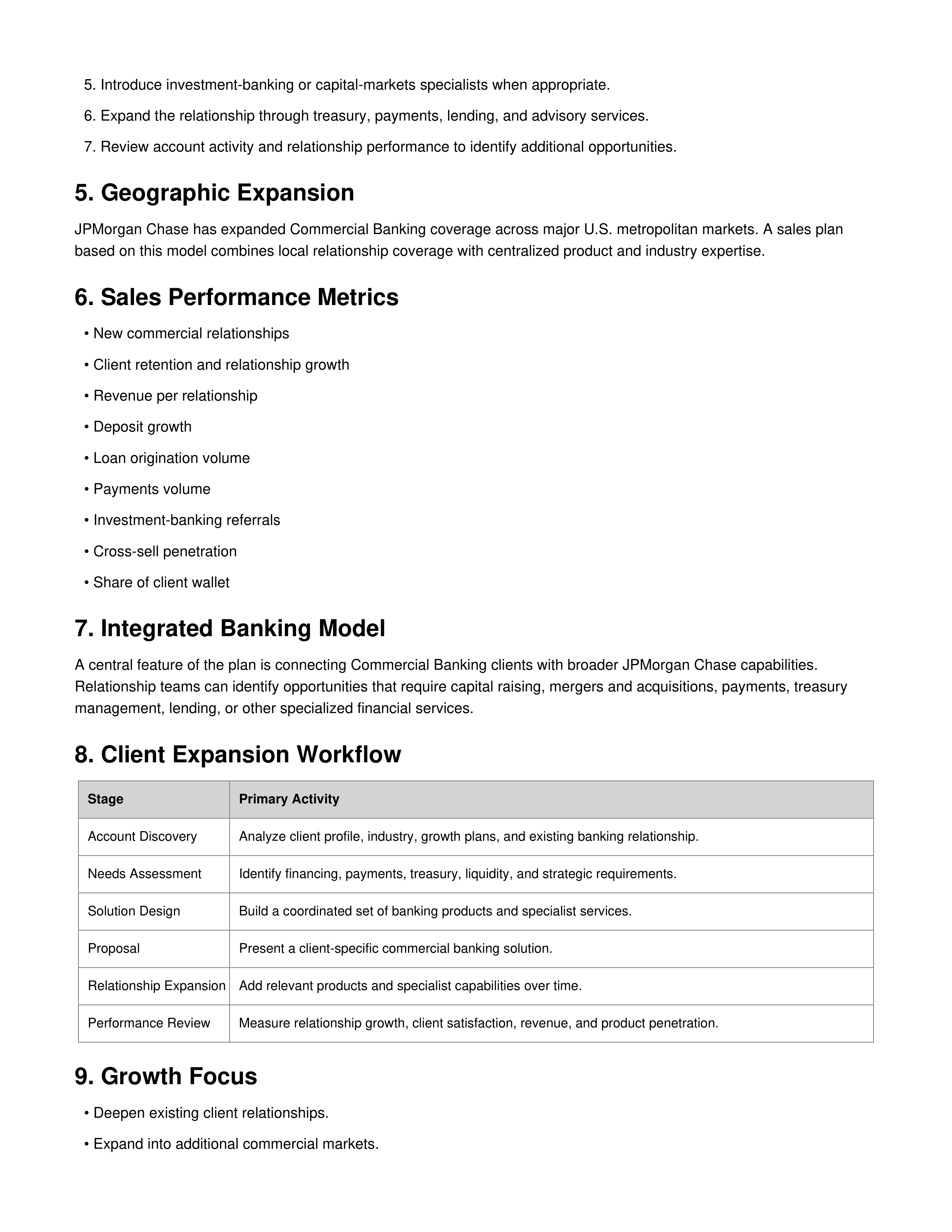 JPMorgan Chase Commercial Banking & Client Expansion Sales Plan — page 2