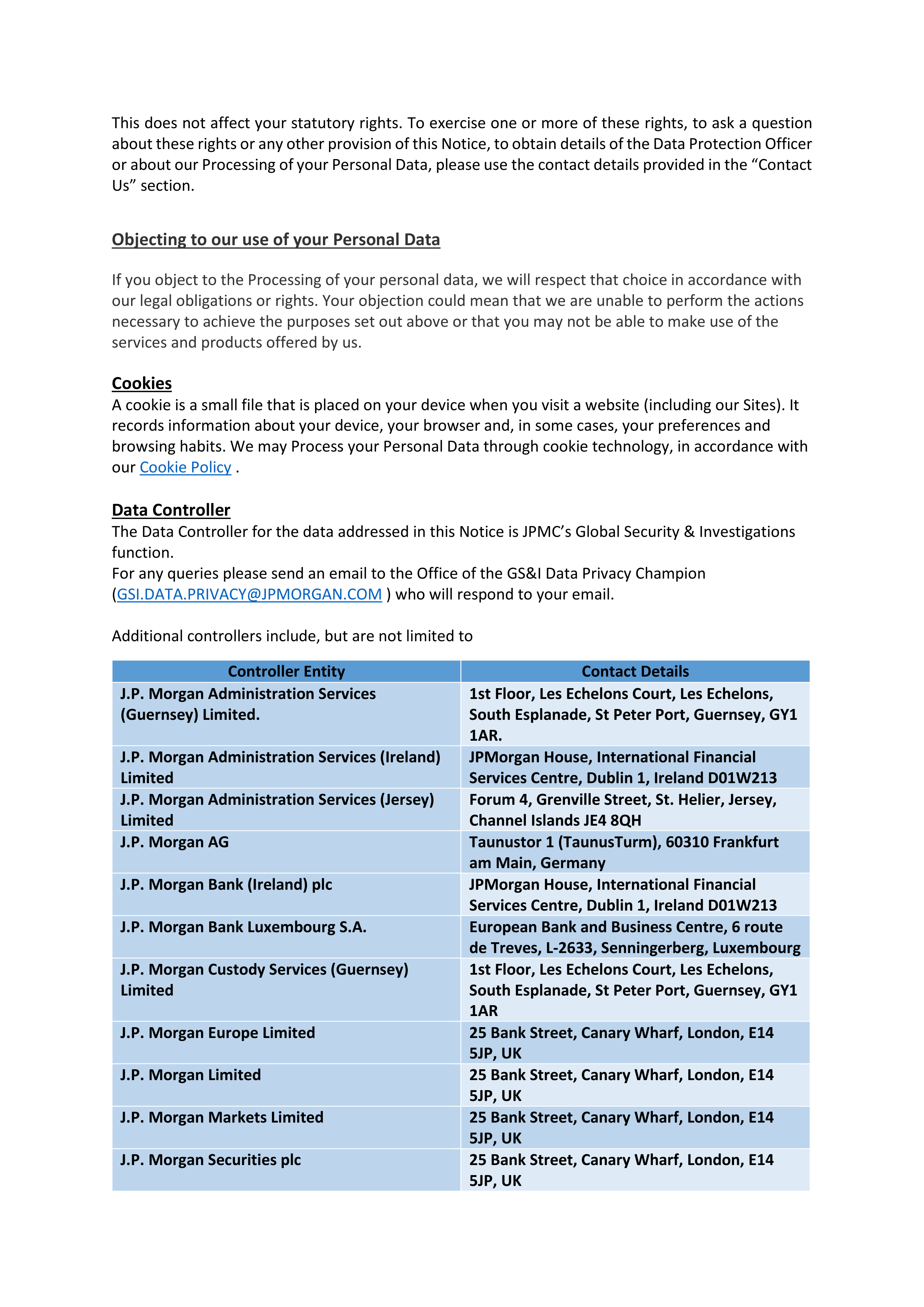 JPMorgan Chase Contingent Worker Privacy Notice — page 10