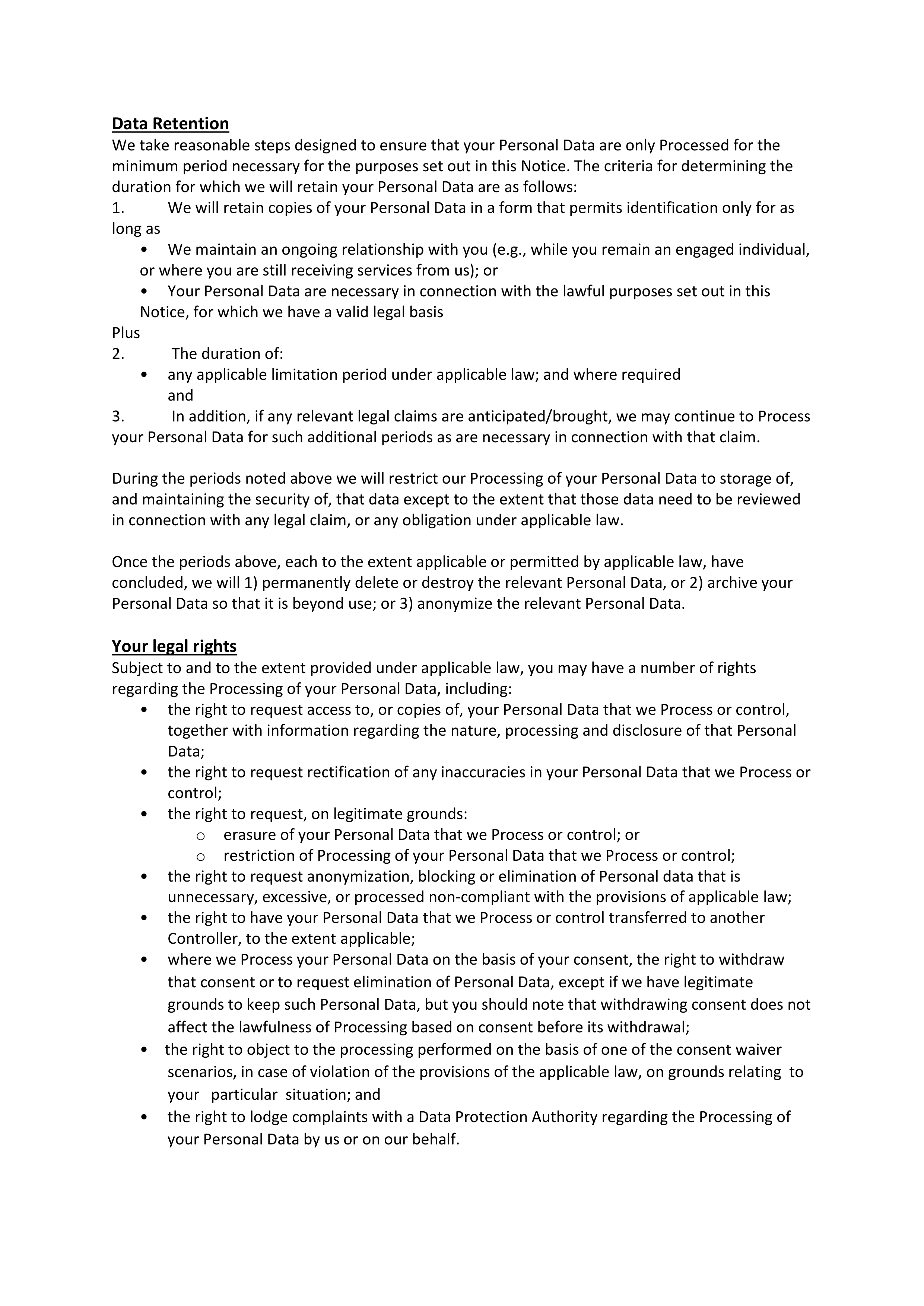 JPMorgan Chase Contingent Worker Privacy Notice — page 9
