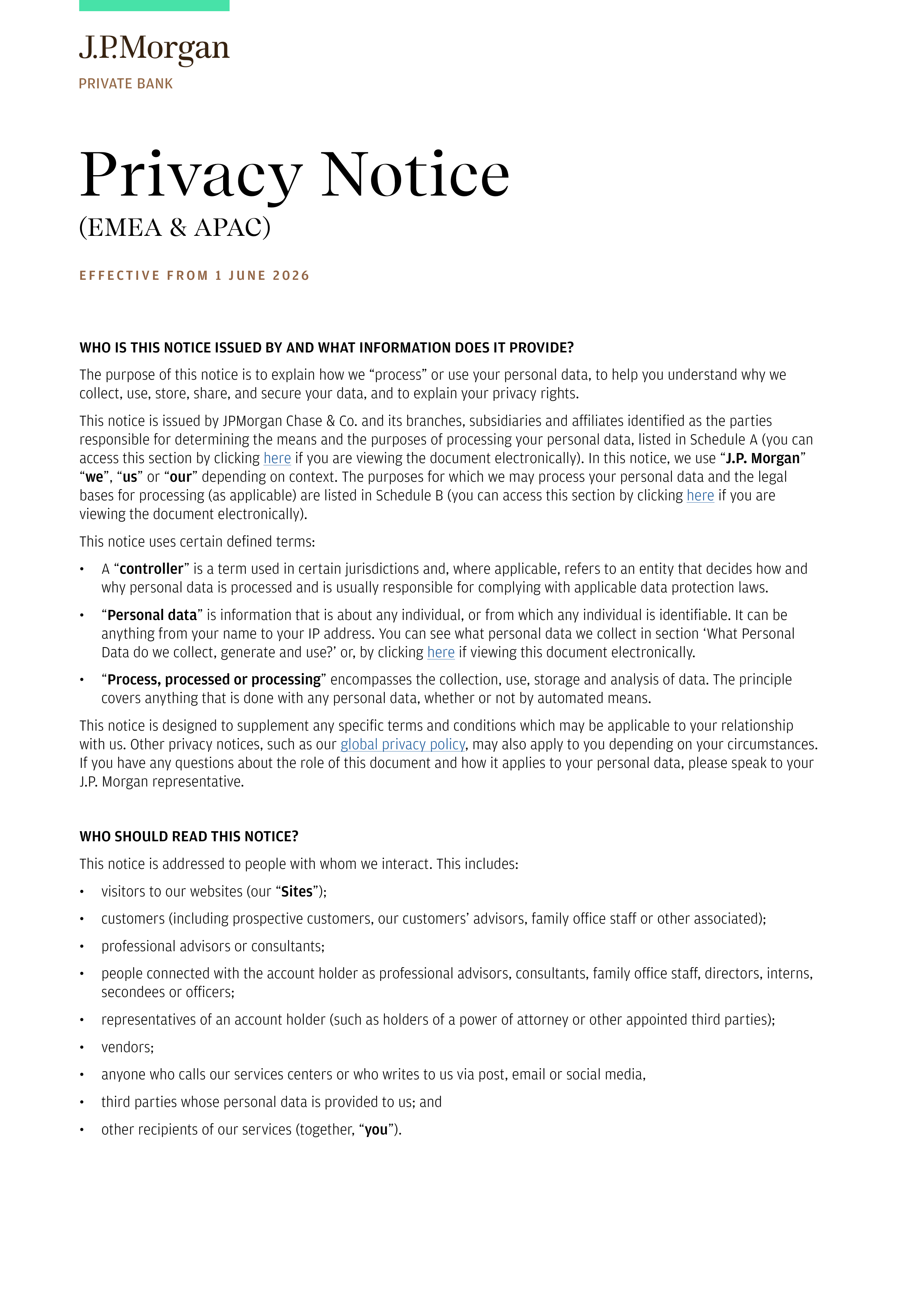 JPMorgan Chase EMEA & APAC Privacy Notice — page 1