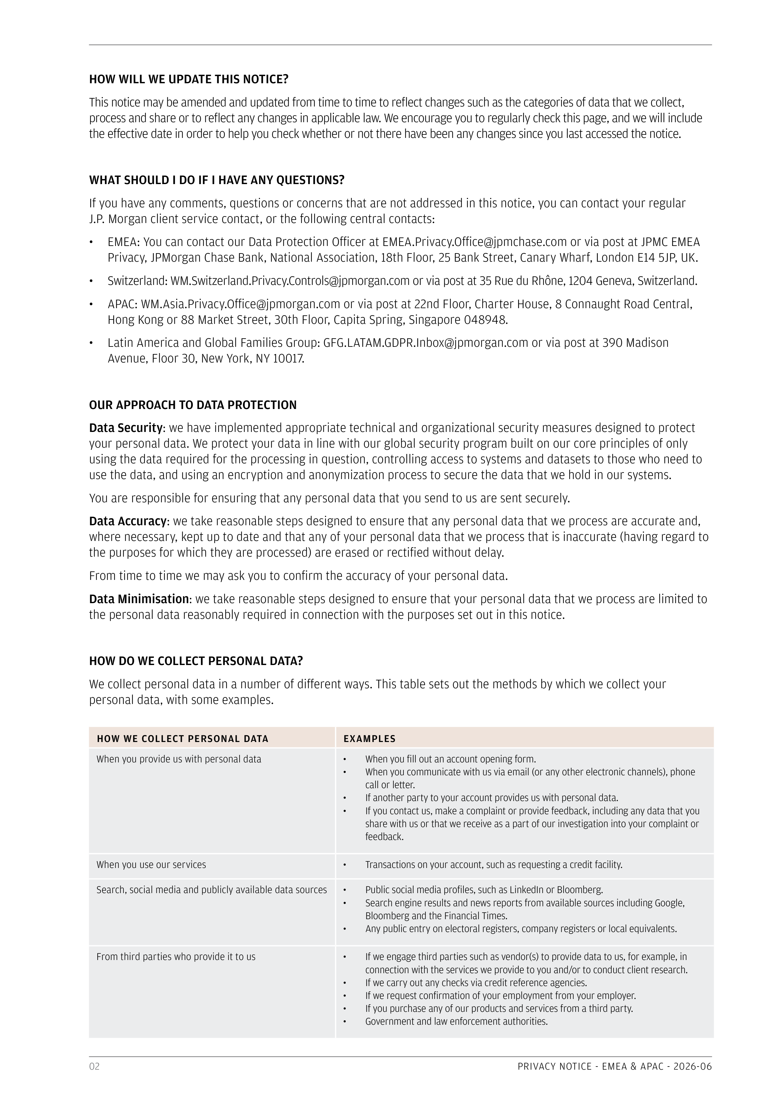 JPMorgan Chase EMEA & APAC Privacy Notice — page 2