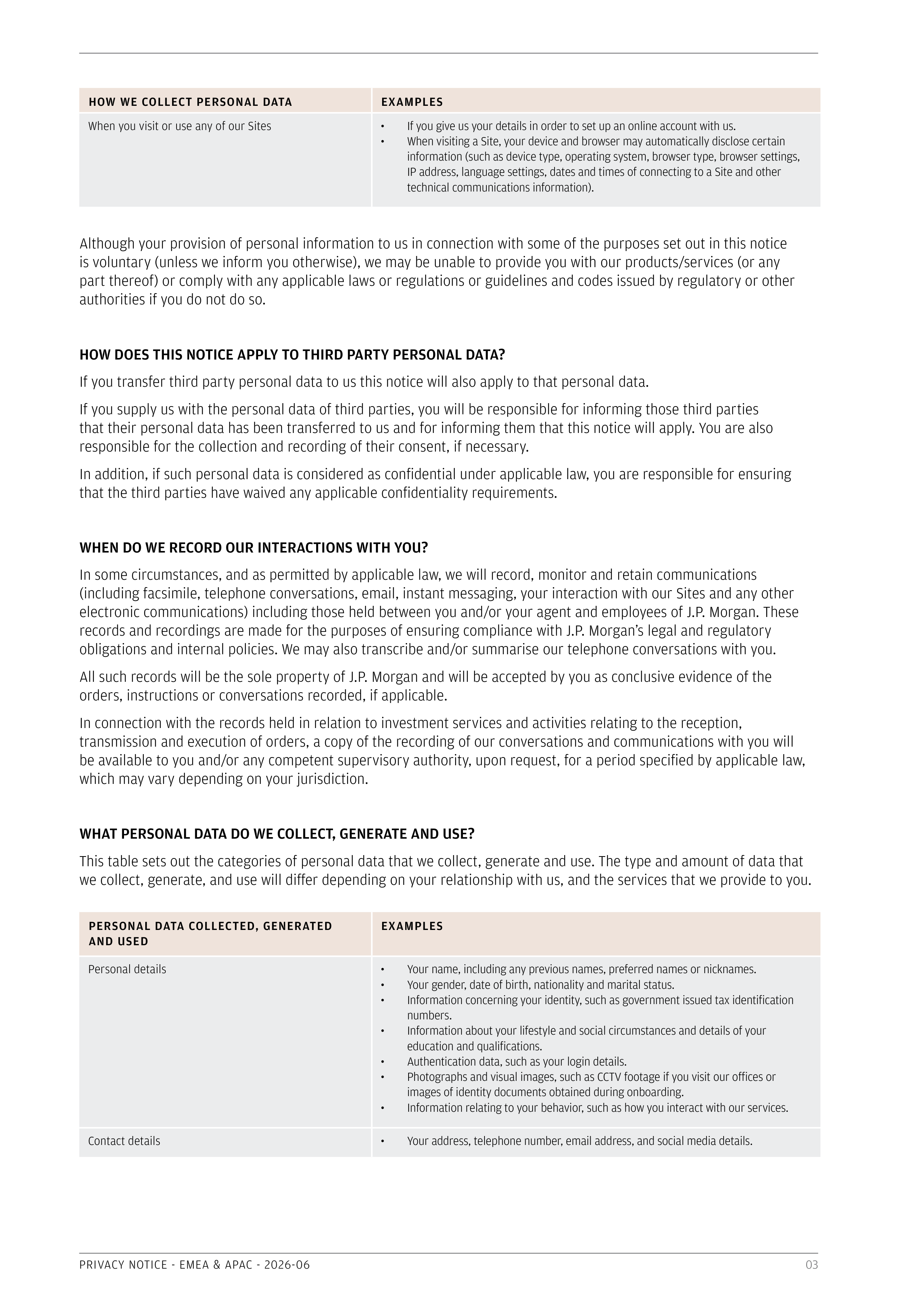 JPMorgan Chase EMEA & APAC Privacy Notice — page 3