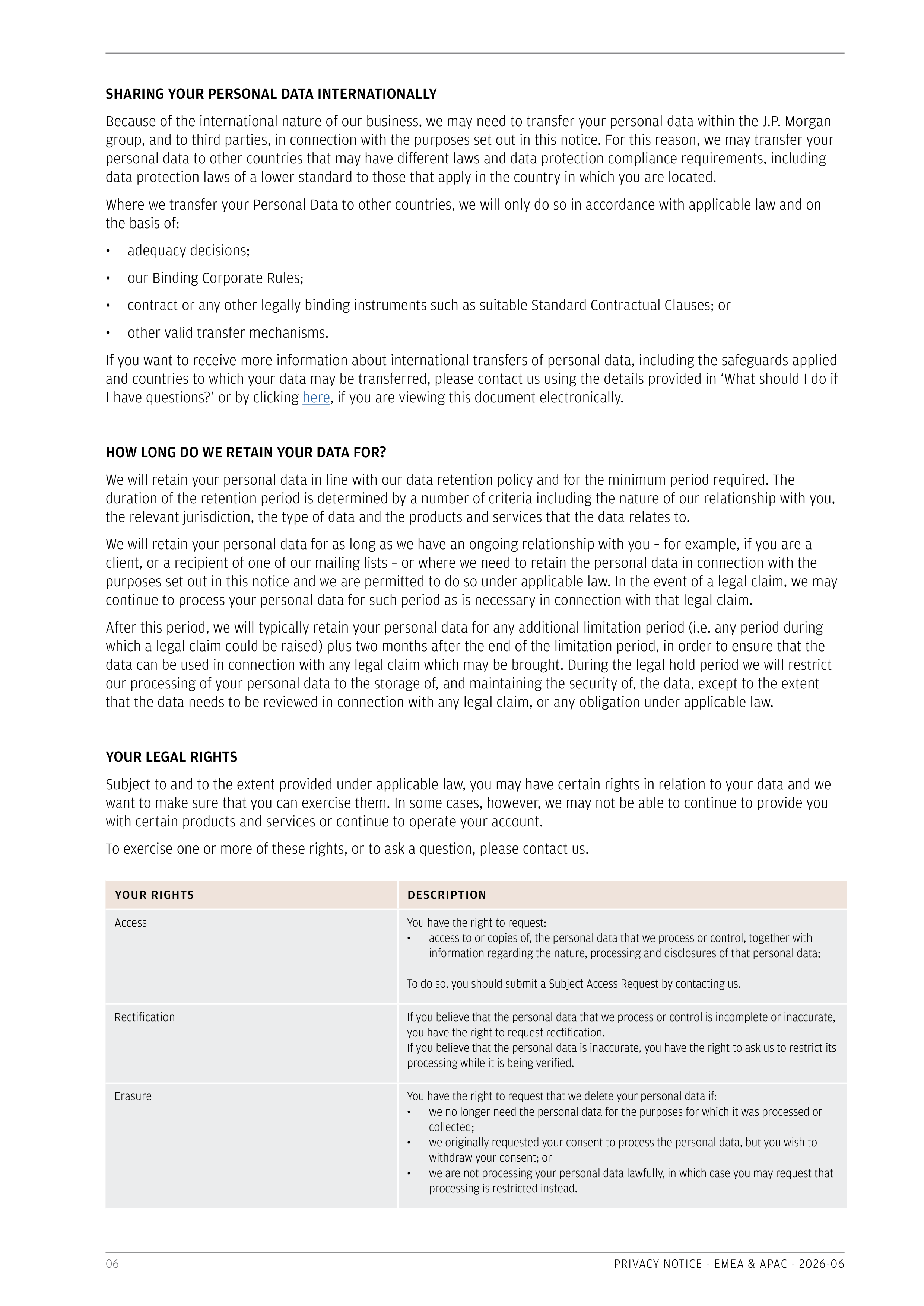 JPMorgan Chase EMEA & APAC Privacy Notice — page 6
