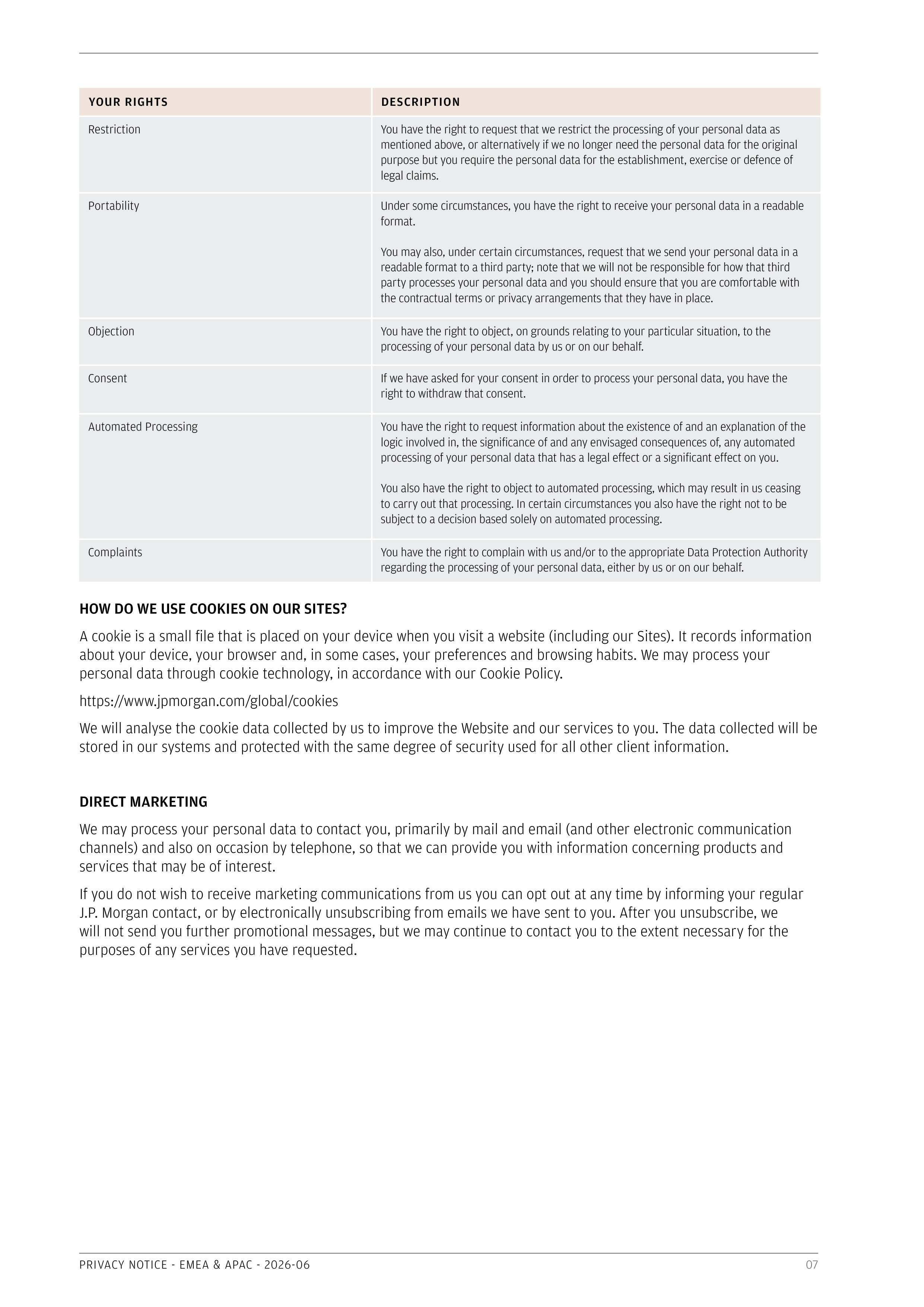 JPMorgan Chase EMEA & APAC Privacy Notice — page 7