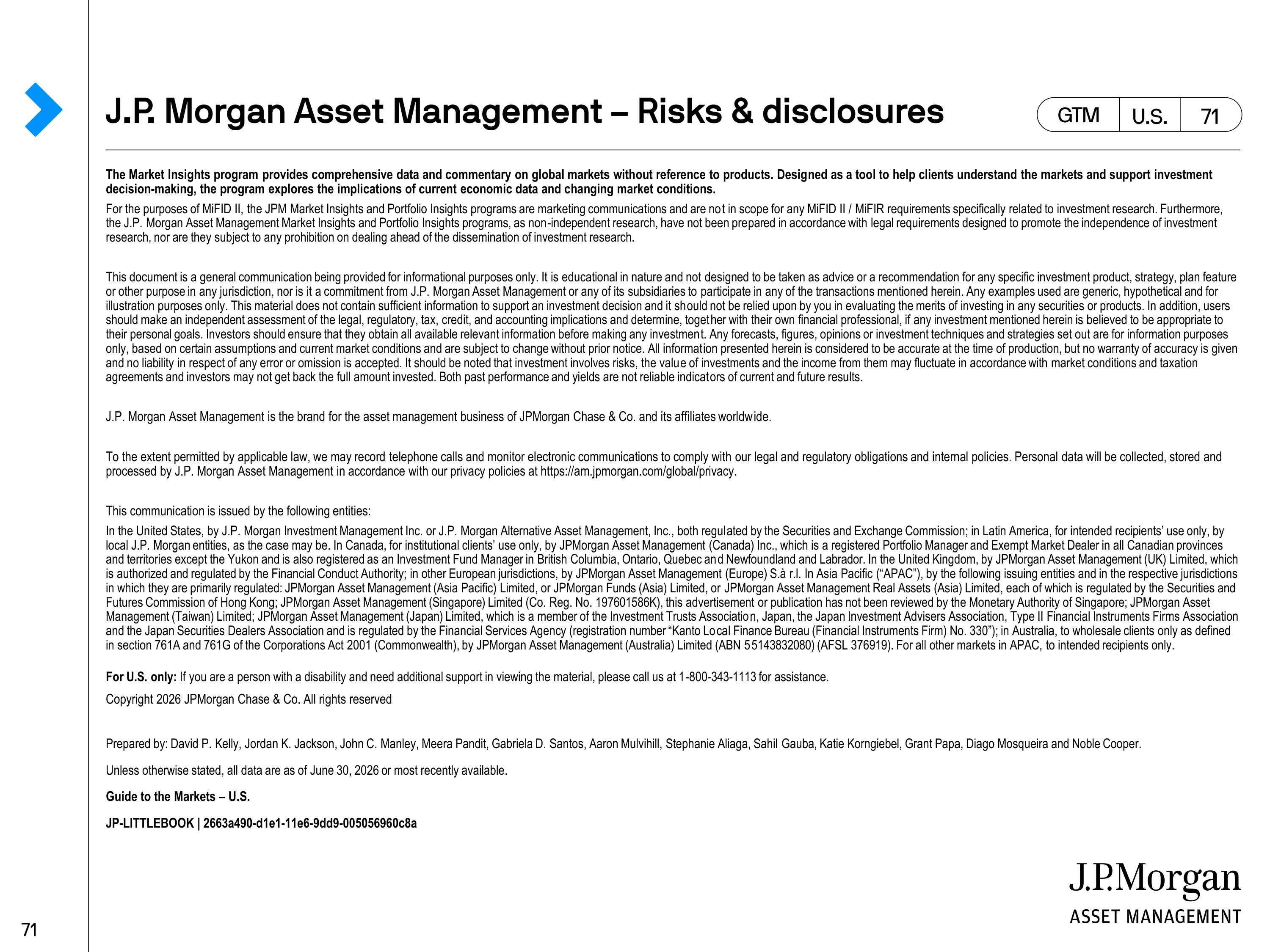 JPMorgan Chase Guide to Markets — page 71