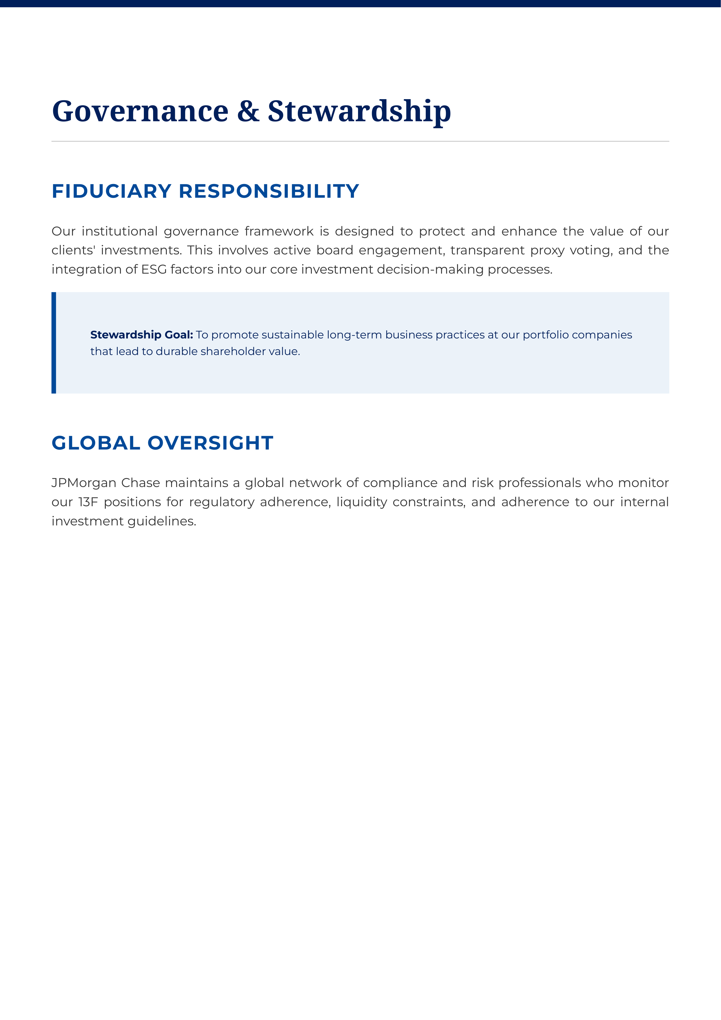 JPMorgan Chase Institutional 13F Public Equities Portfolio — page 6