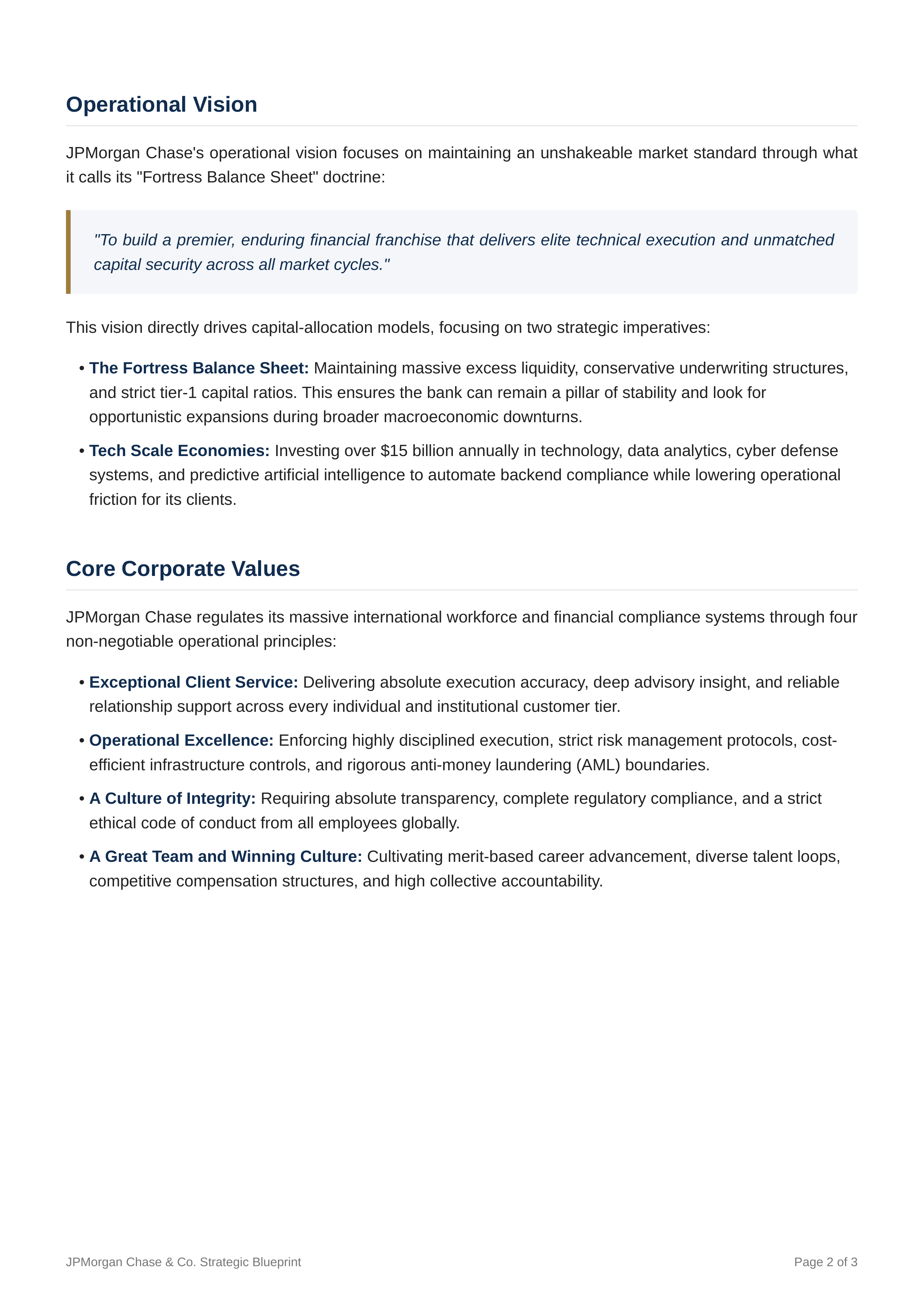 JPMorgan Chase Mission Statement — page 2