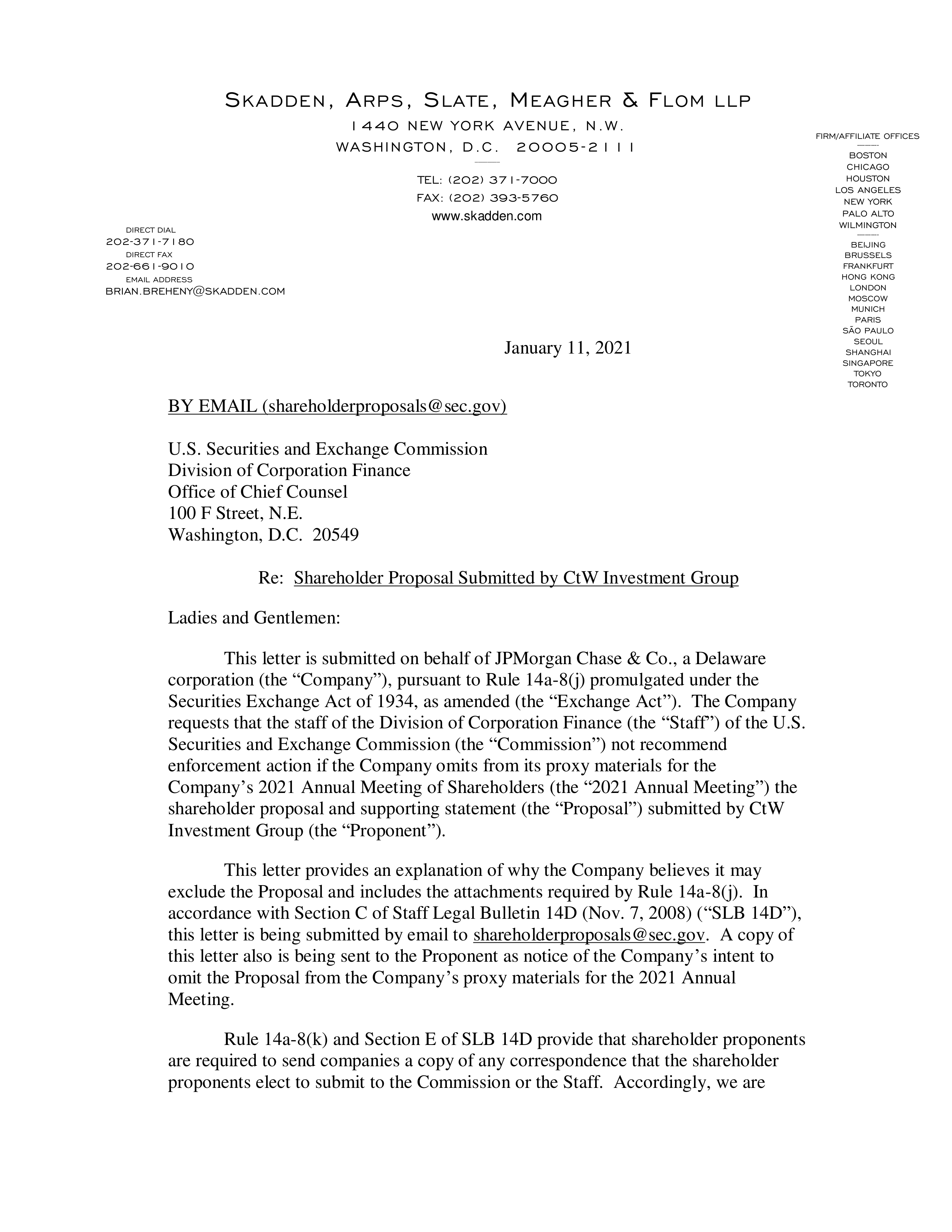 JPMorgan Chase Proposal  — page 1