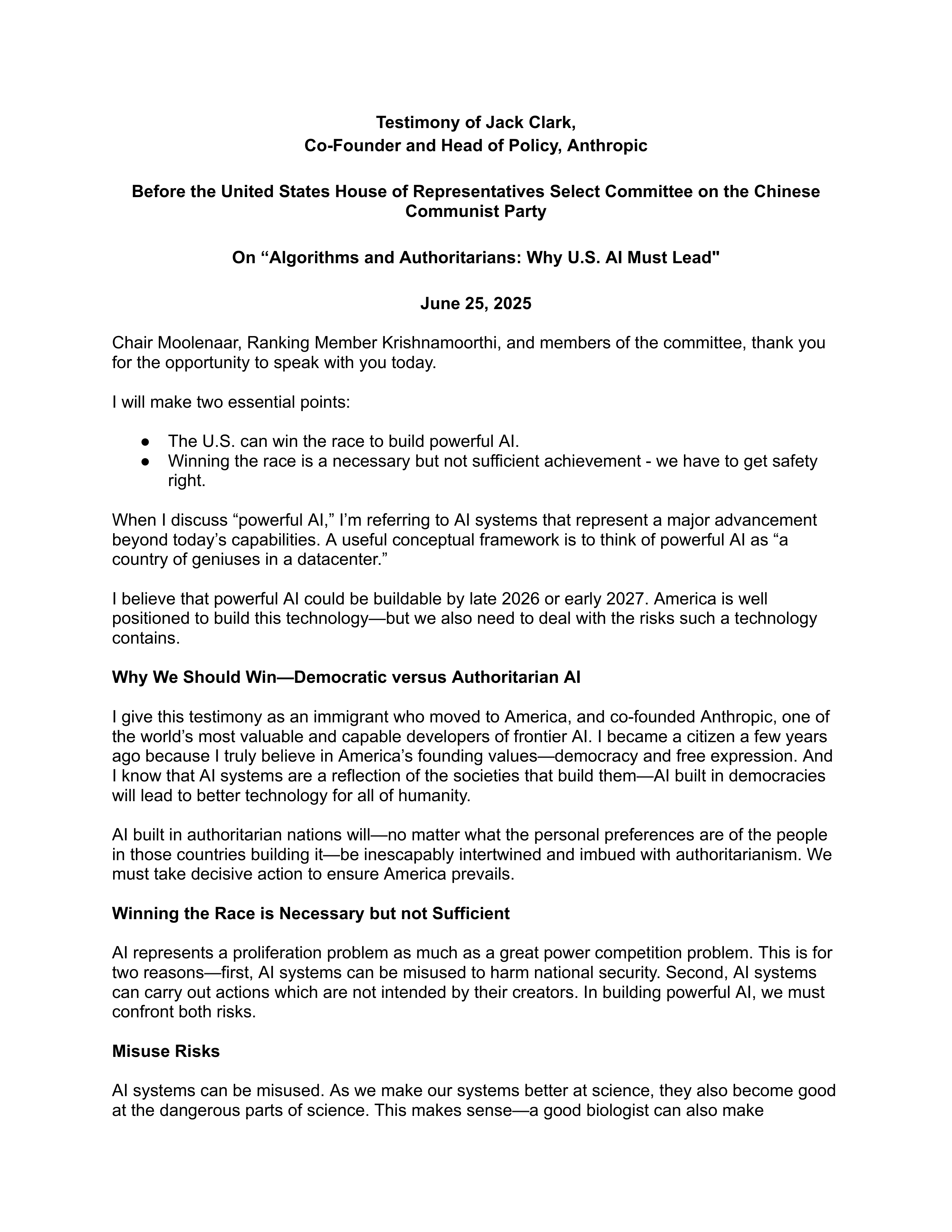Jack Clark Opening Statement — page 1