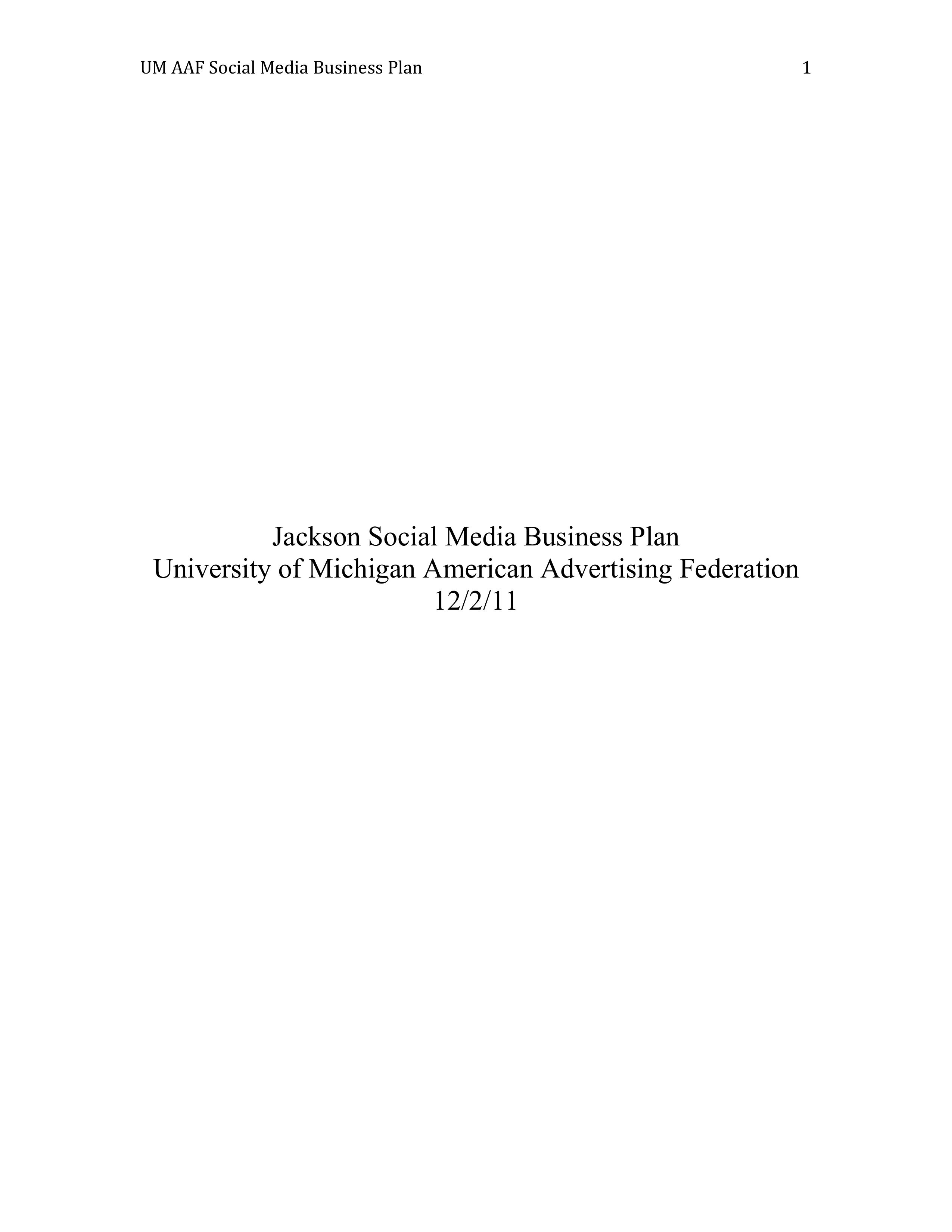 Jackson Business plan  — page 1