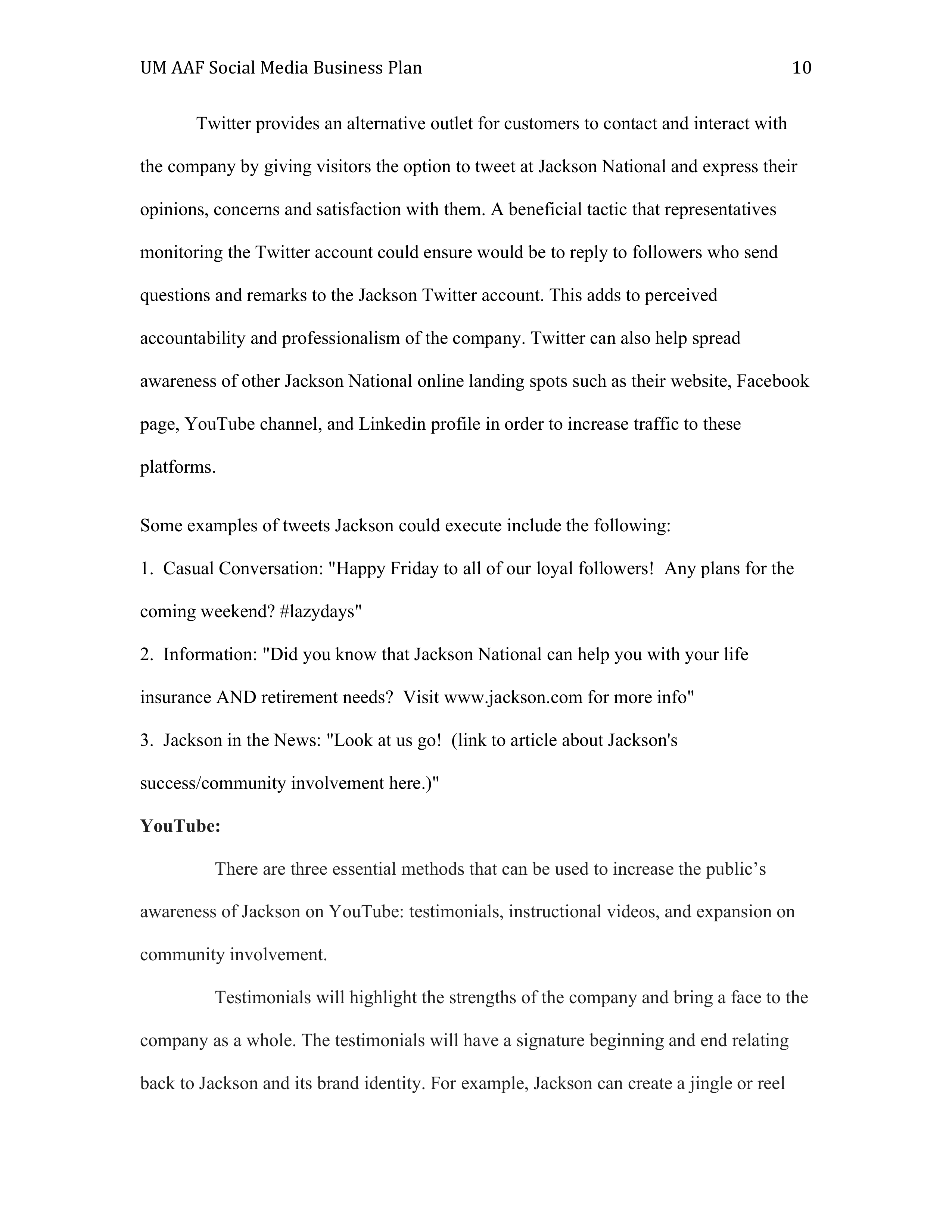 Jackson Business plan  — page 10