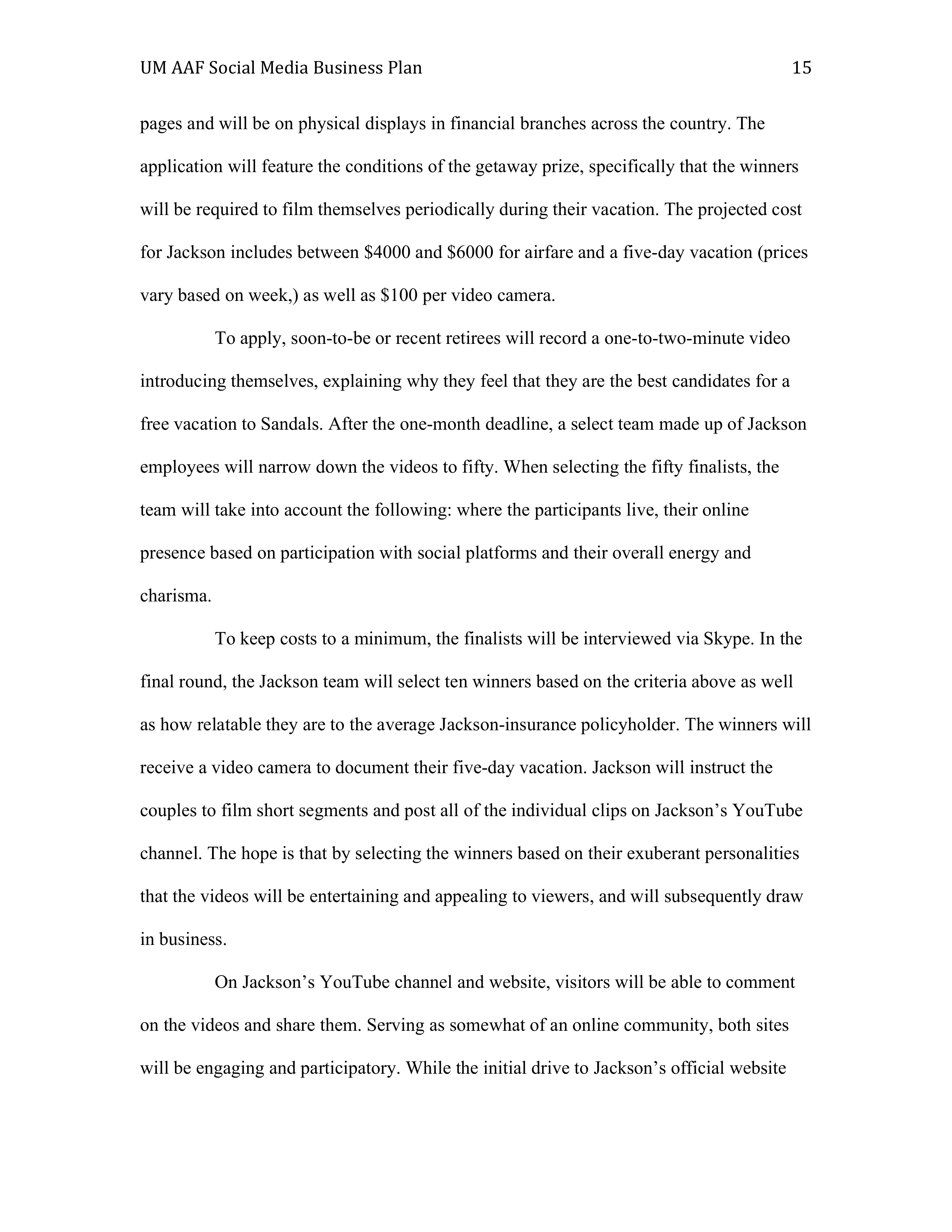 Jackson Business plan  — page 15