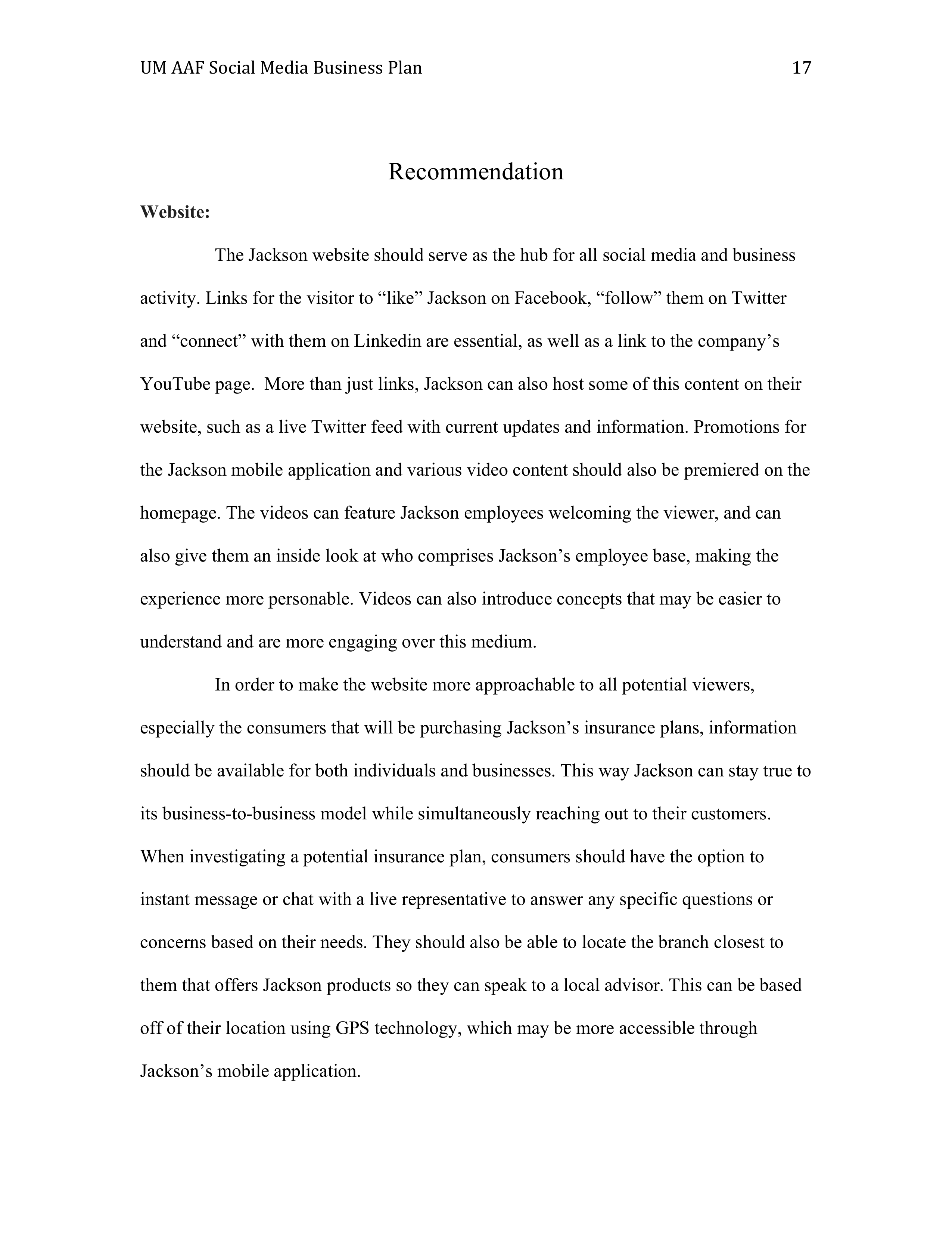 Jackson Business plan  — page 17