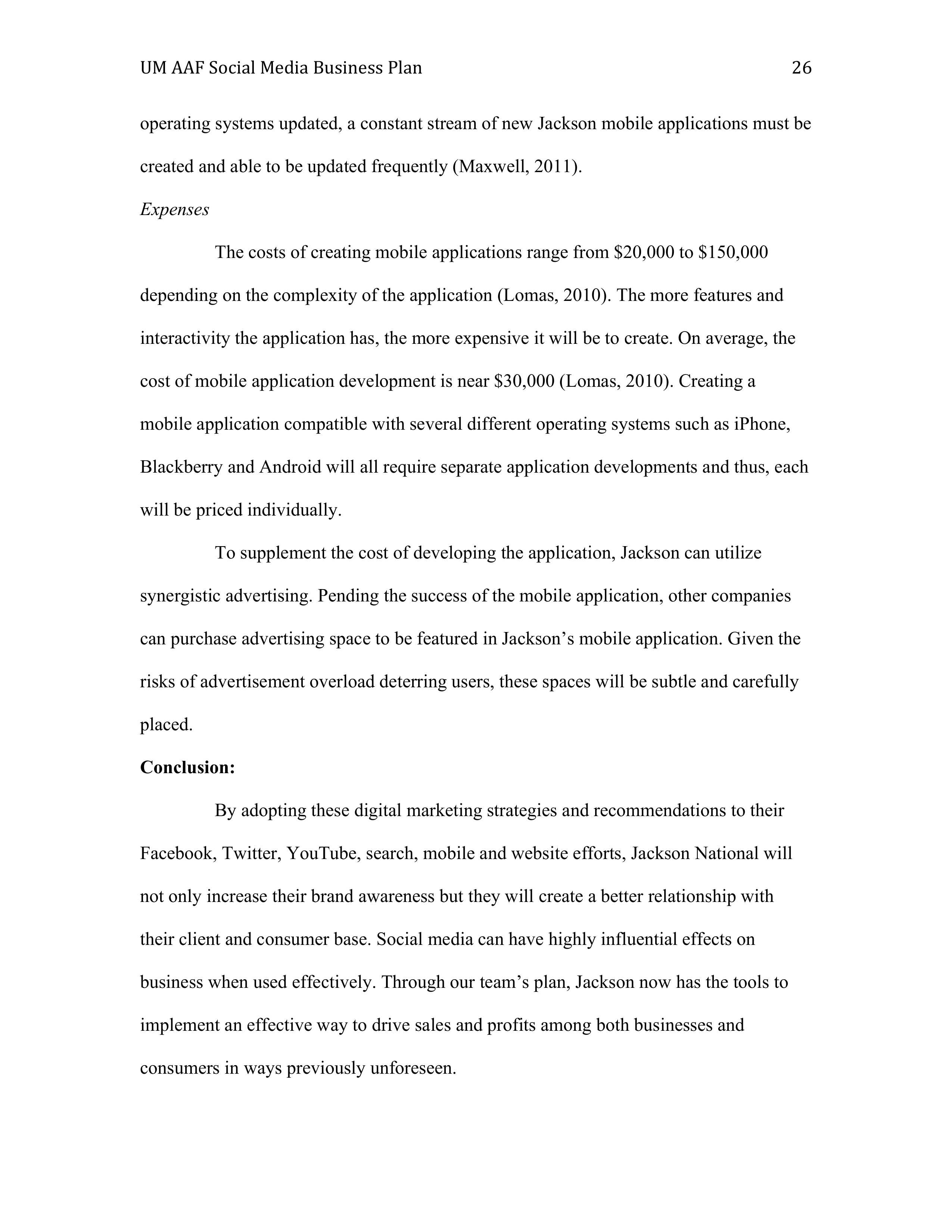 Jackson Business plan  — page 26