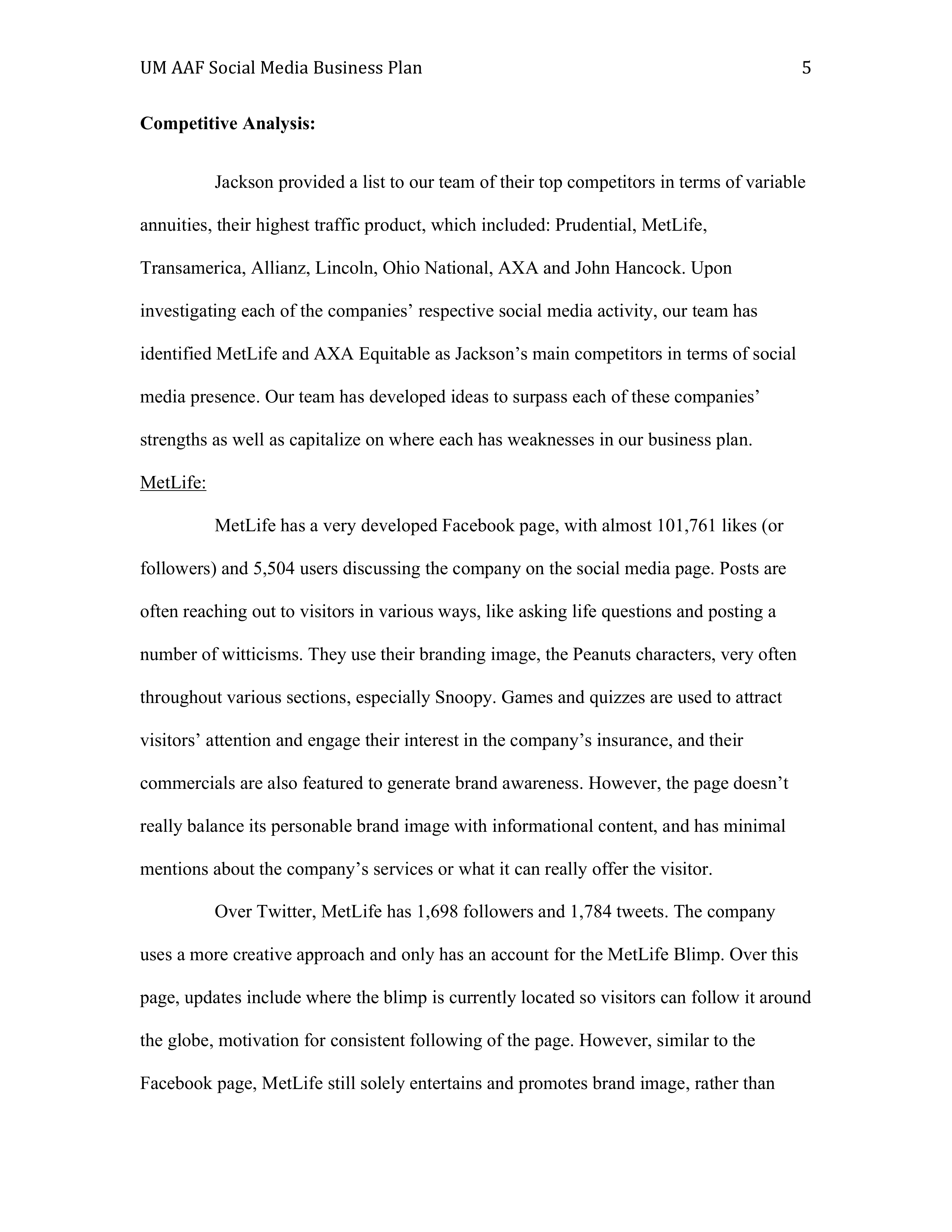 Jackson Business plan  — page 5