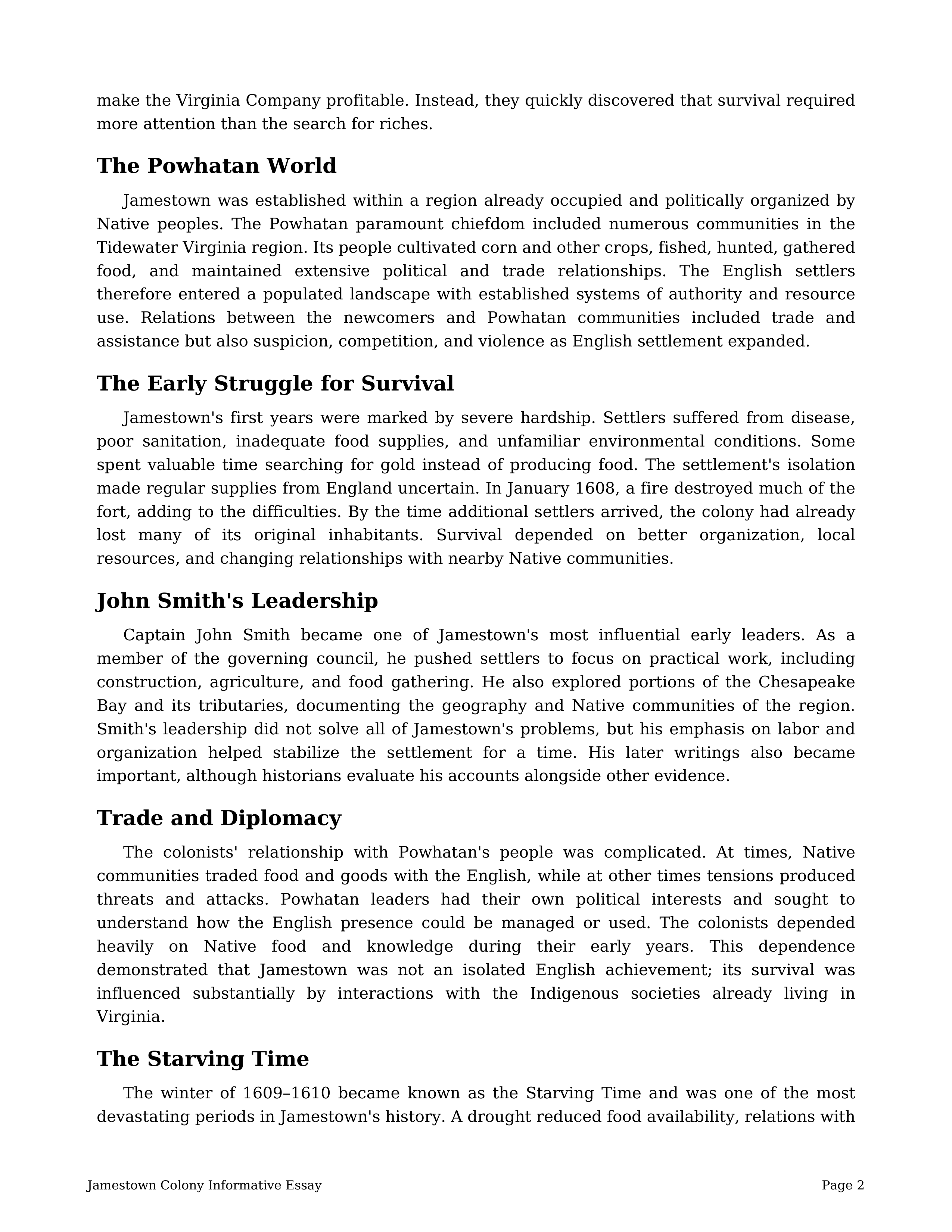 Jamestown Colony Informative Essay — page 2
