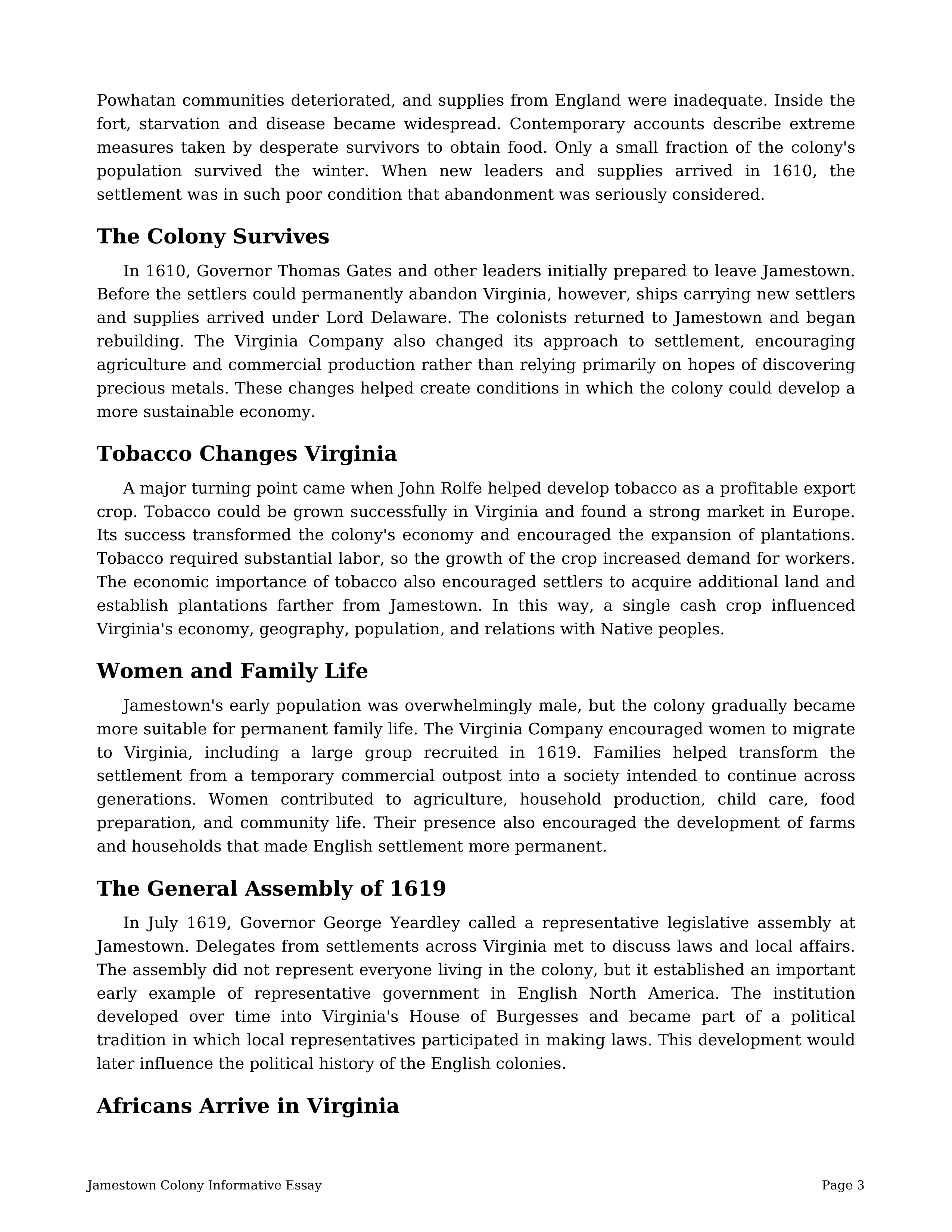 Jamestown Colony Informative Essay — page 3