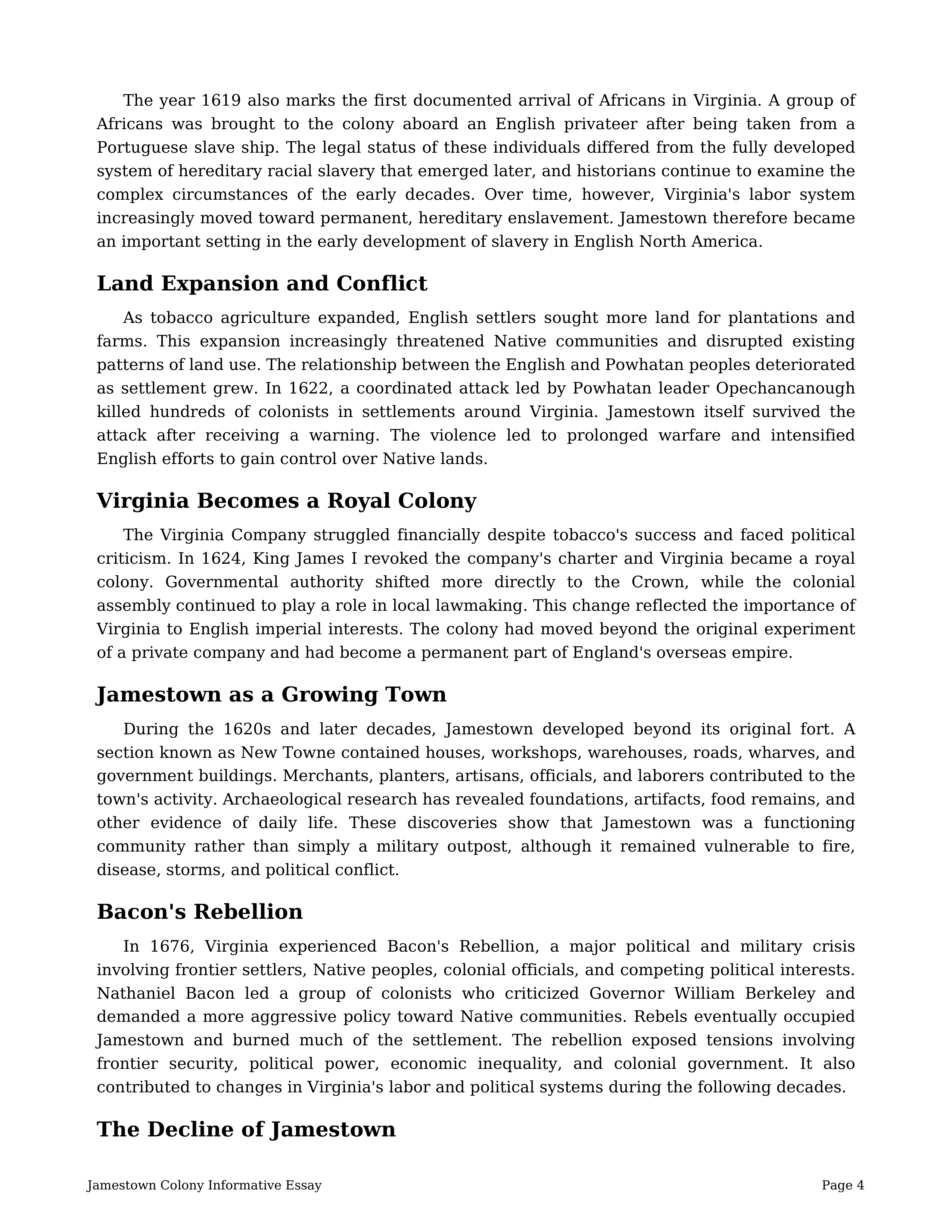 Jamestown Colony Informative Essay — page 4