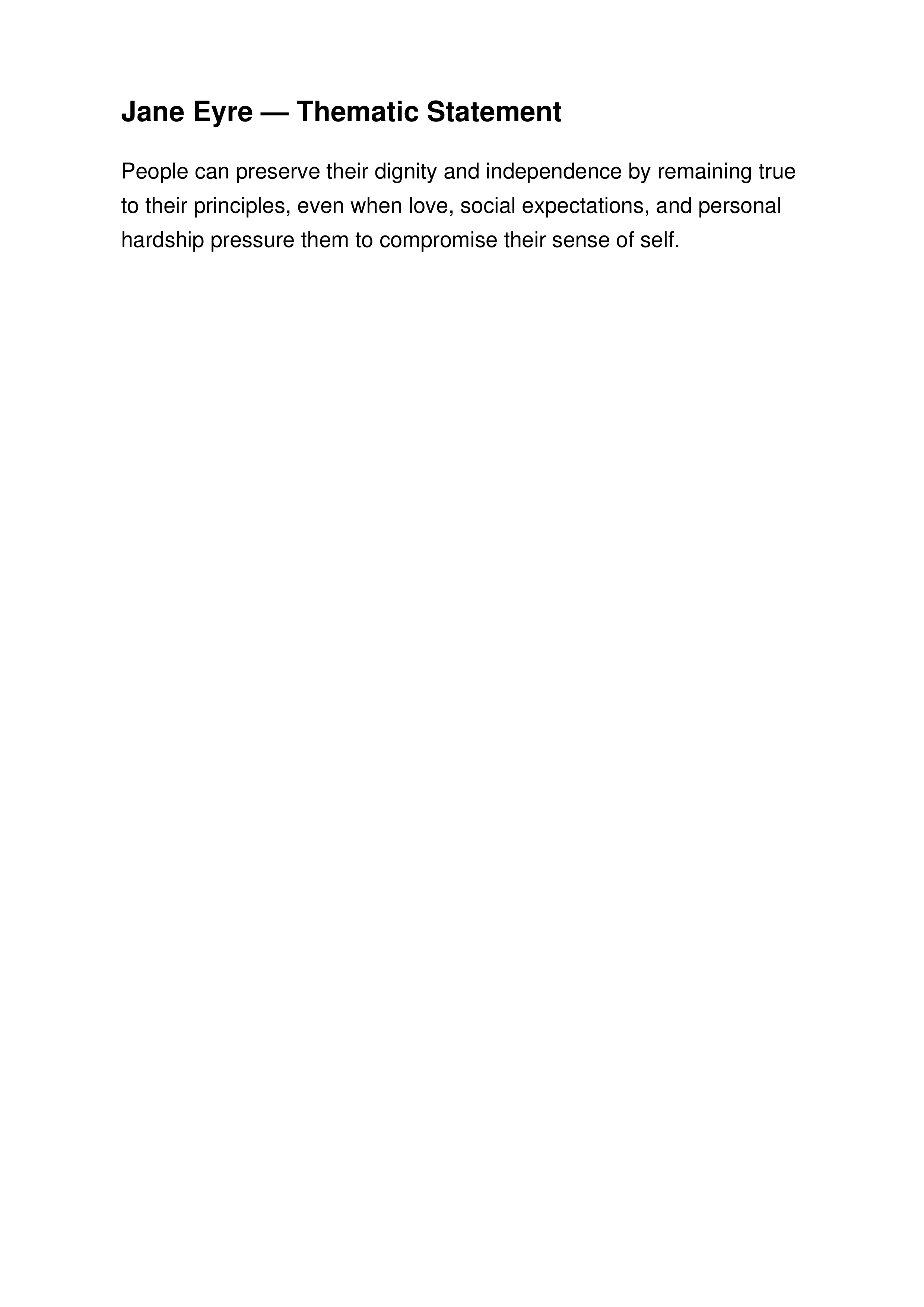 Jane Eyre Thematic Statement — page 1