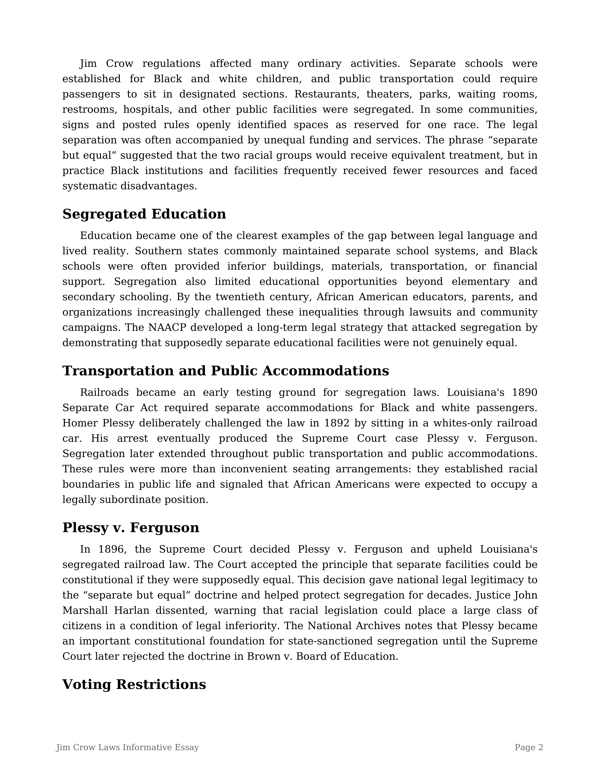 Jim Crow Laws Informative Essay — page 2