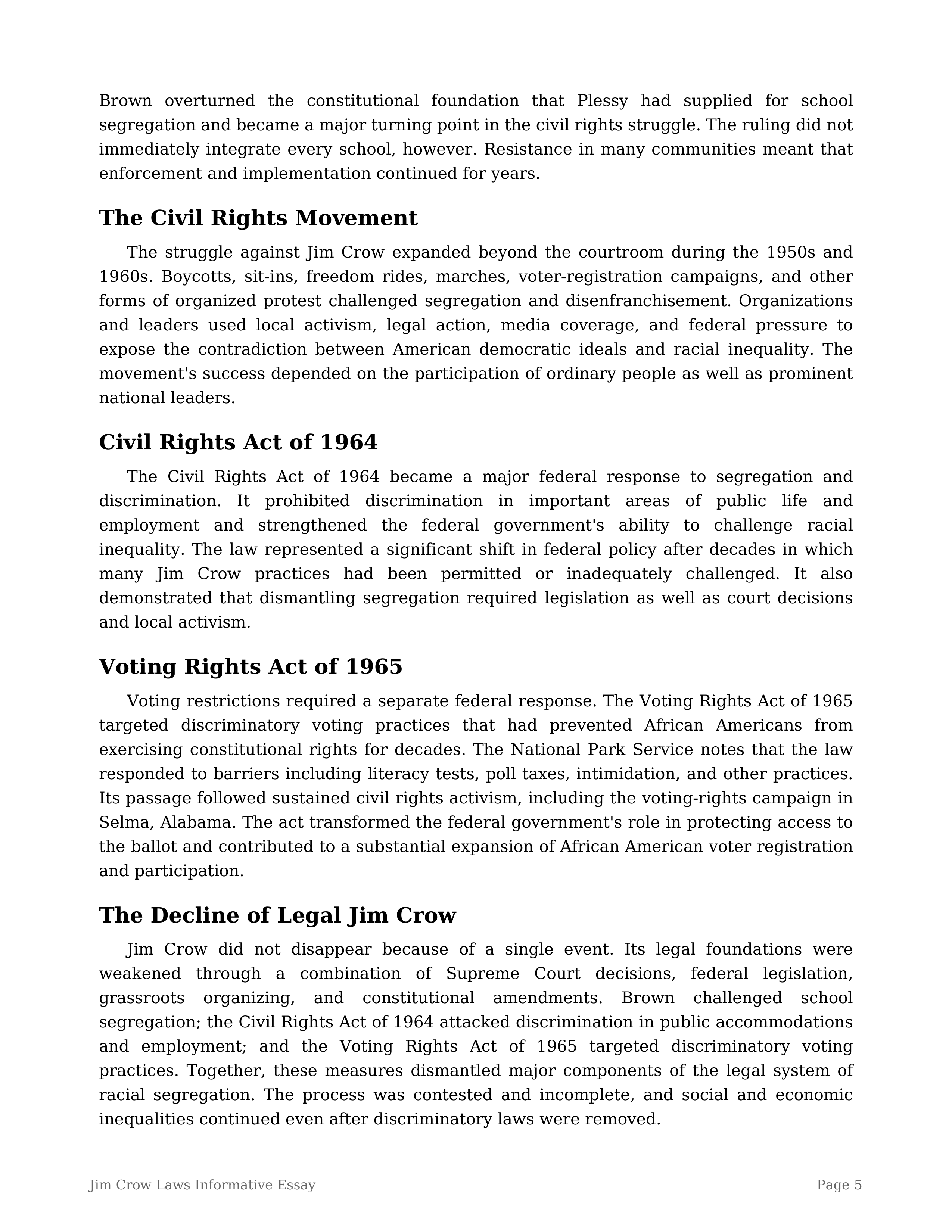 Jim Crow Laws Informative Essay — page 5