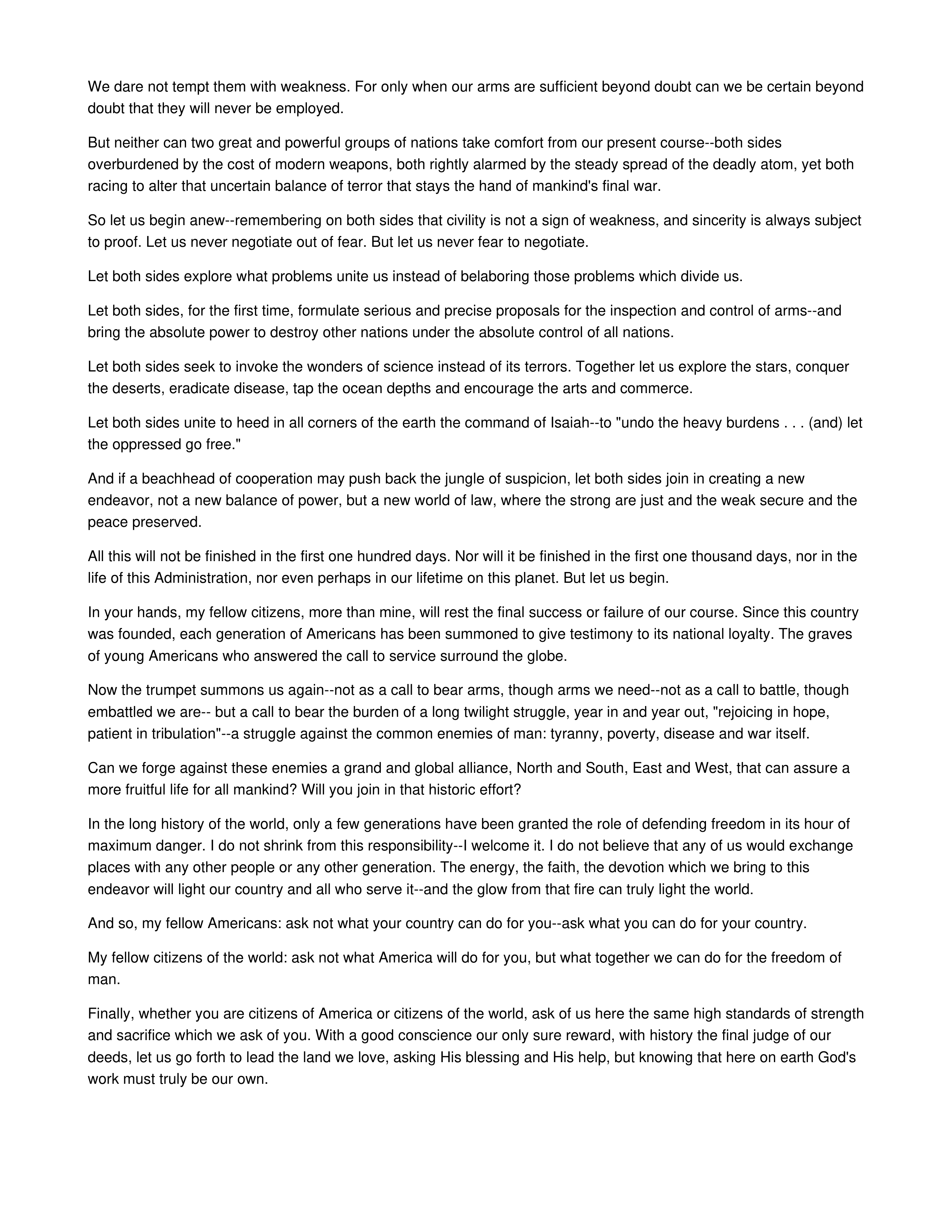 John F. Kennedy Inaugural Address Persuasive Speech — page 2