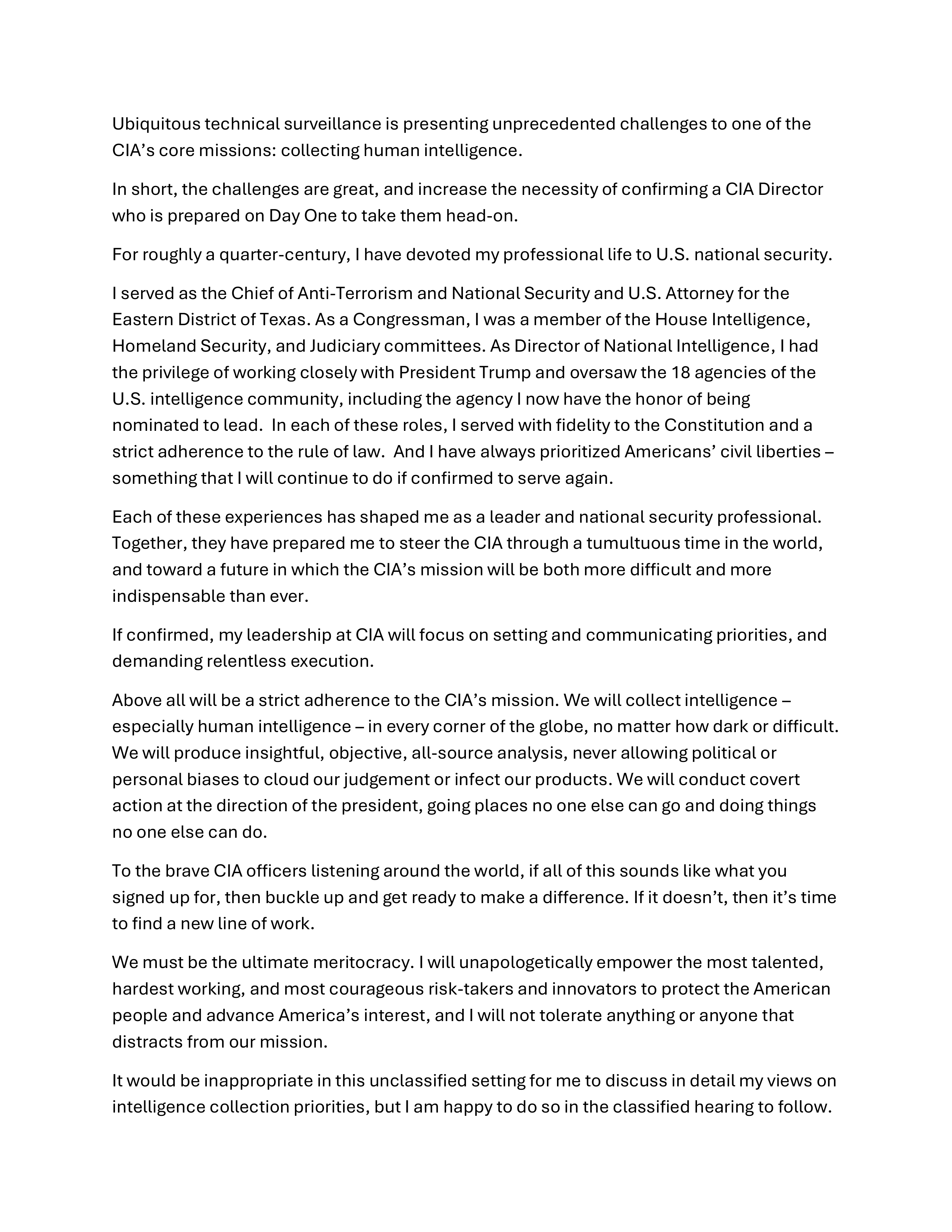 John Ratcliffe CIA Opening Statement — page 2