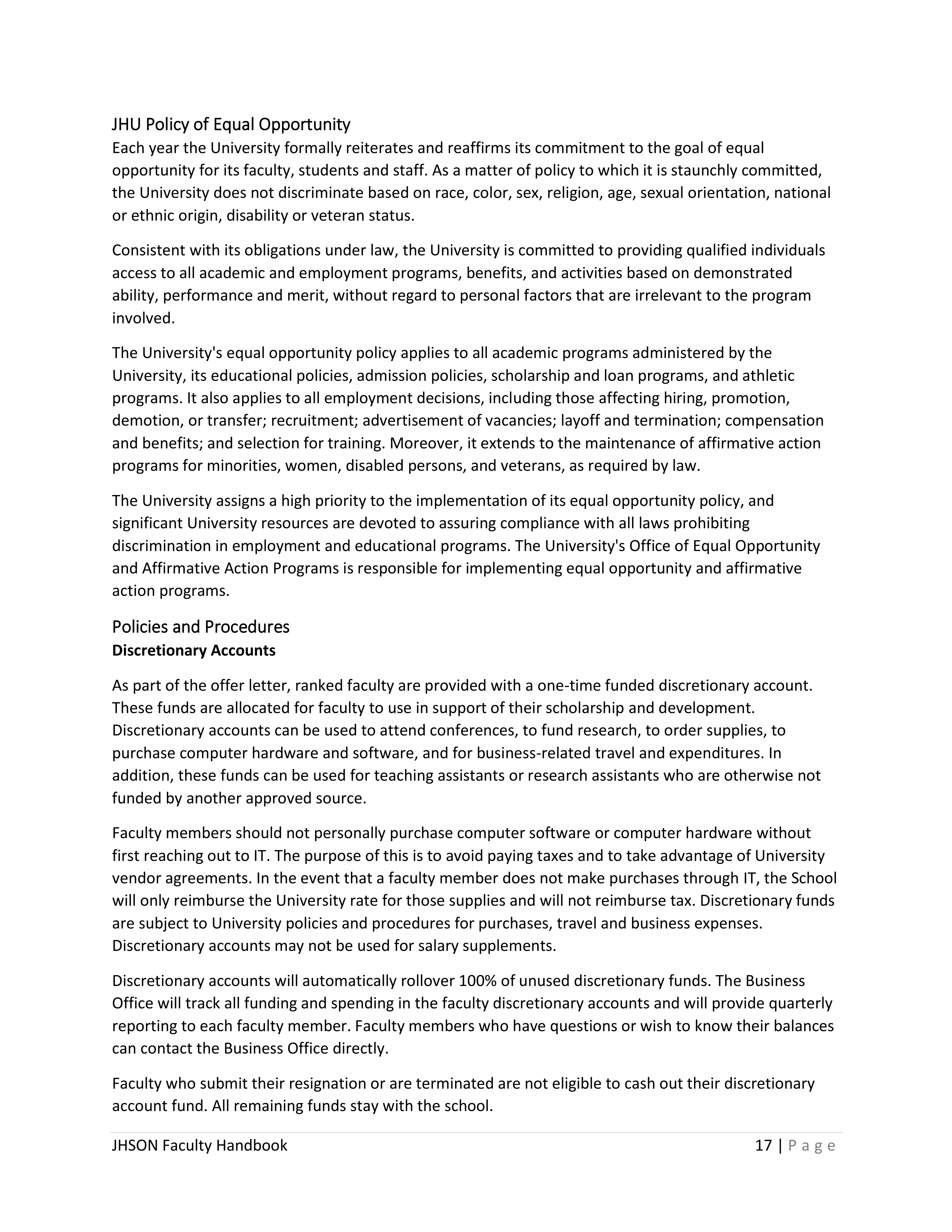 Johns Hopkins University Faculty Handbook — page 18