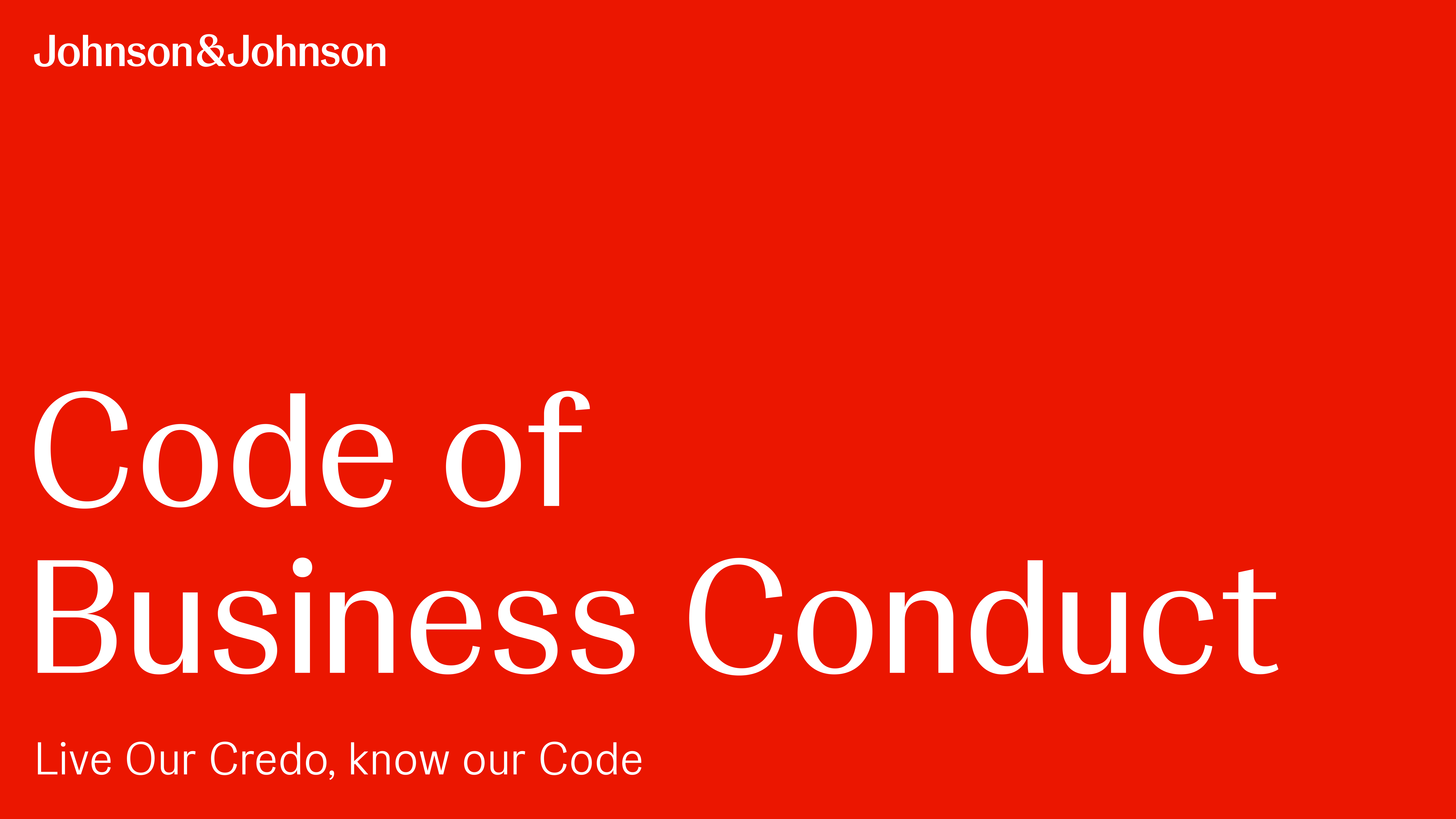 Johnson & Johnson Code of Business Conduct Handbook — page 1