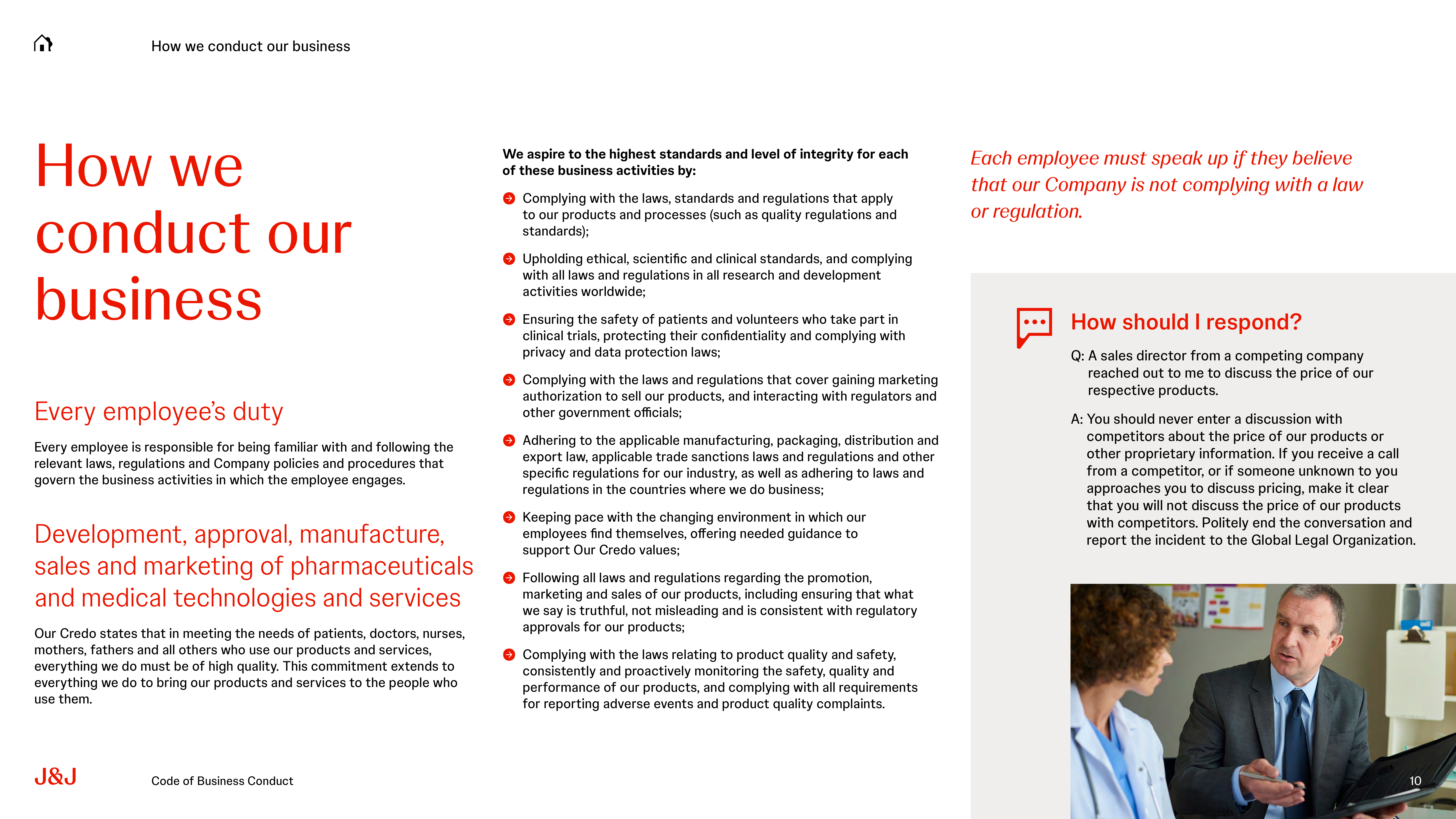 Johnson & Johnson Code of Business Conduct Handbook — page 10